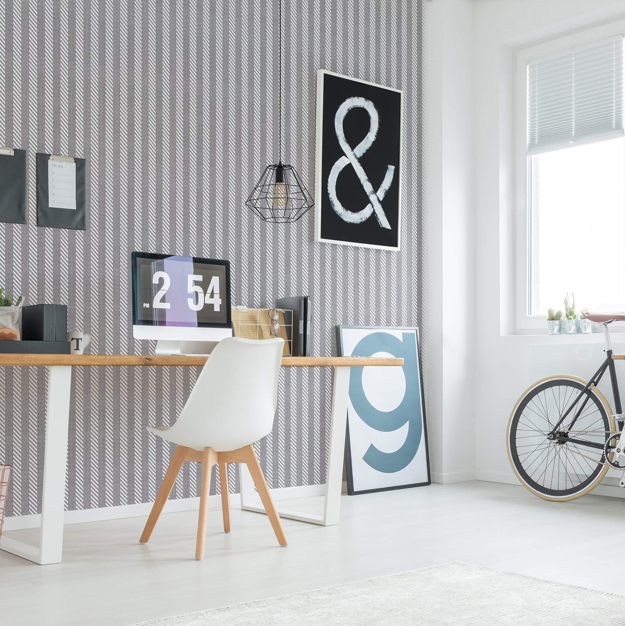 Grey and White Striped Nautical Peel and Stick Removable Wallpaper 9211 - Self-Adhesive Decorative Wall Covering for Bedroom, Nursery, Office & Home Decor
