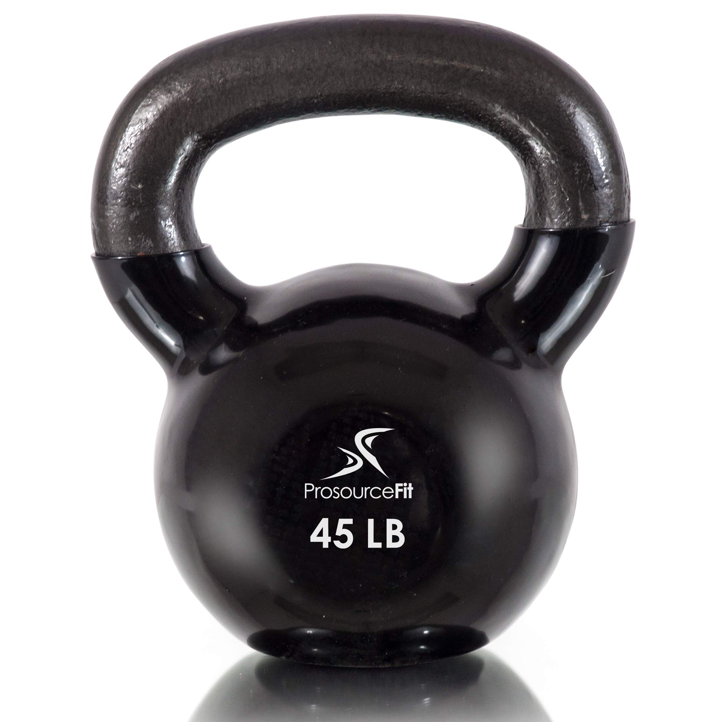 ProsourceFit Vinyl Coated Cast Iron Kettlebells - 5-50lbs Weight Set for Strength Training, CrossFit, HIIT & Full Body Workouts - Home Gym Equipment for Men & Women