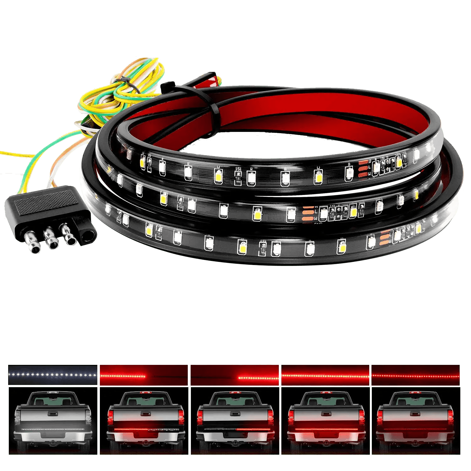 60 Inch 108 LEDs Red & White LED Tailgate Light Strip for Trucks - Waterproof & Durable Light Bar for Pickup Truck Bed, Tailgate, and Off-Road Adventures