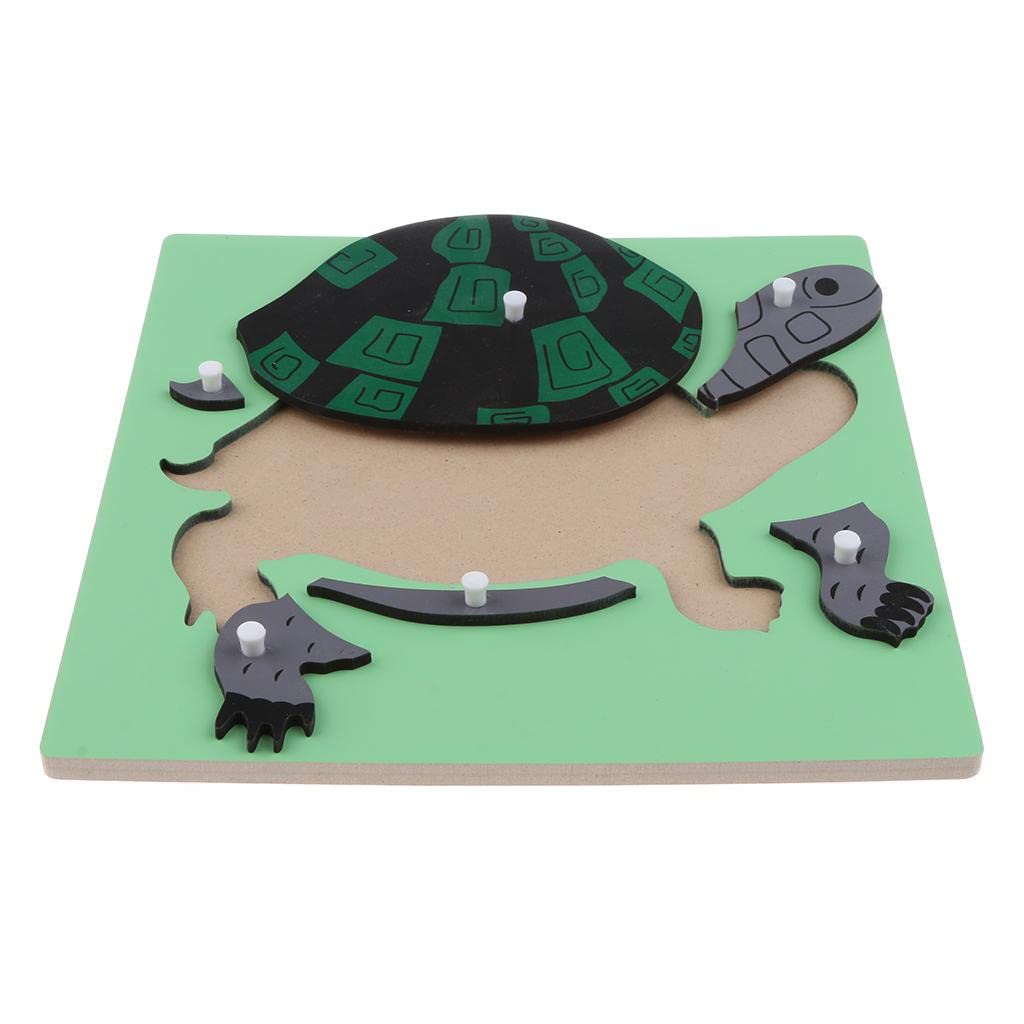 Montessori Wooden Animal Jigsaw Puzzle - Educational Toys for Kids & Toddlers - Tortoise, Elephant, Lion - Learning Games for Preschool & Home Schooling