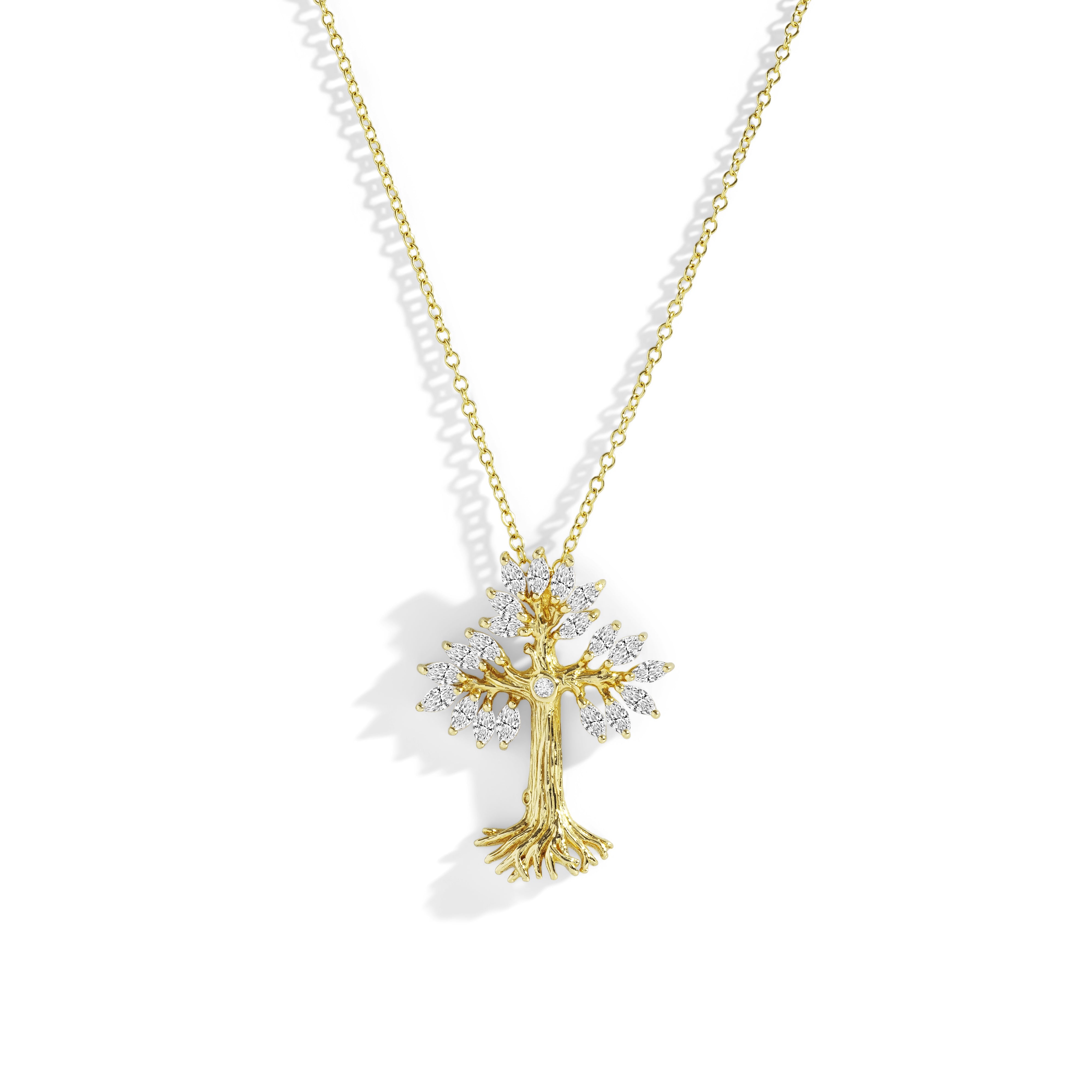 Armenian Tree of Life 25mm Cross Pendant Necklace with Diamonds - 14K Gold Religious Jewelry for Women - Perfect for Baptism, Wedding & Everyday Wear