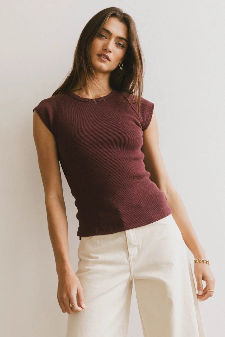 Huxley Women's Cap Sleeve Blouse in Elegant Wine Red - Perfect for Office Wear, Date Nights & Casual Outings