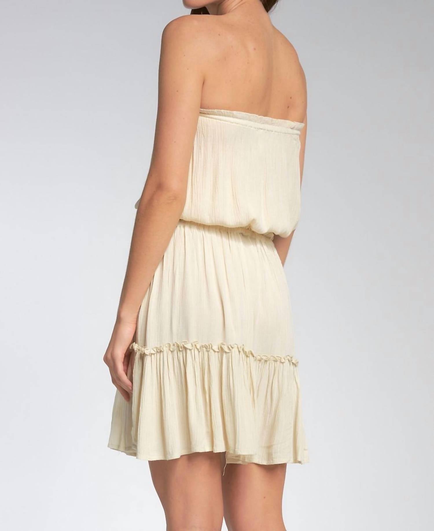 Neena Strapless Tube Top in Natural - Women's Fashion Basic for Summer, Beach, and Casual Outfits