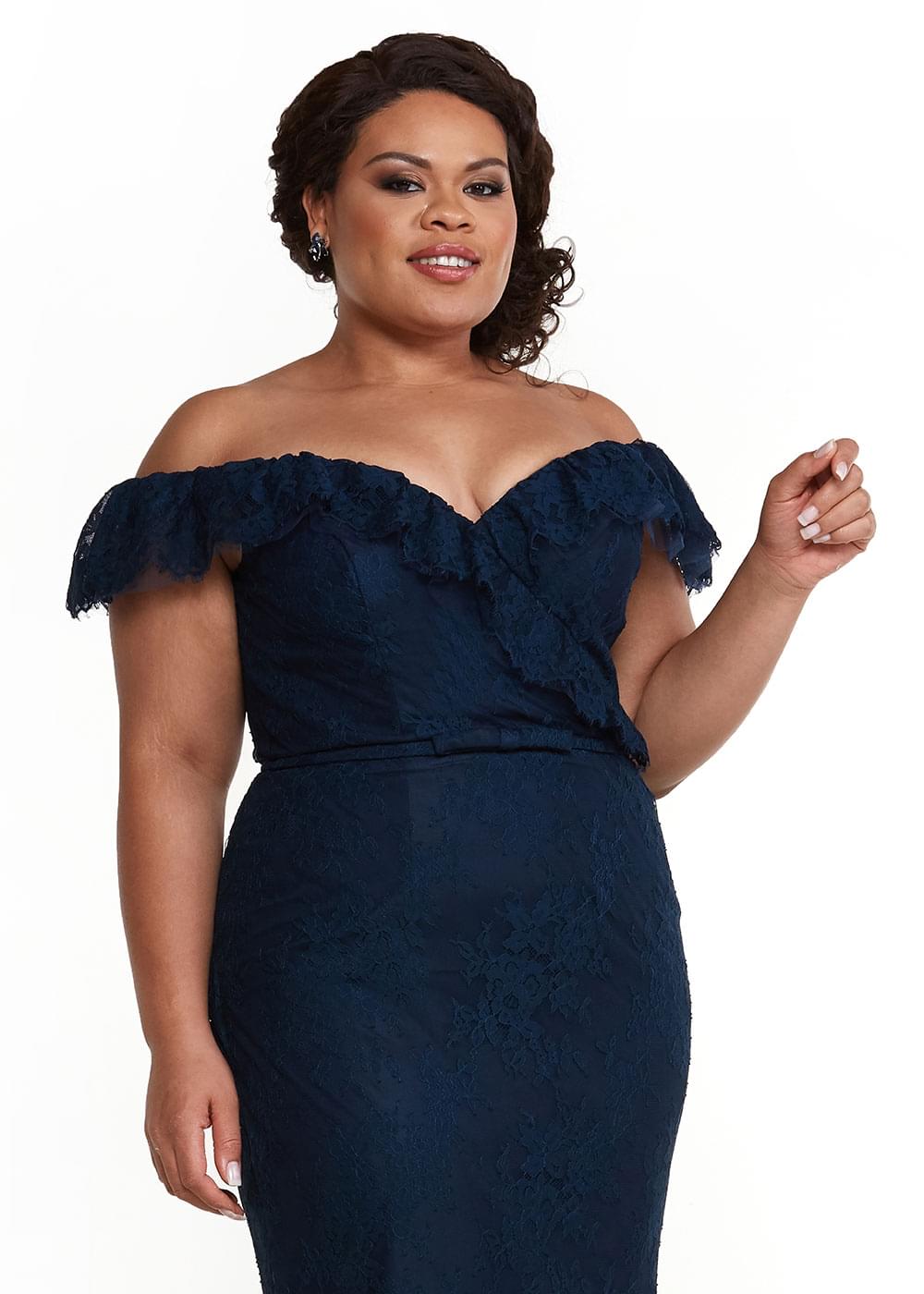 Elegant 80134 Fitted Lace Off-The-Shoulder Bridesmaid Dress with Detachable Lace Belt - Perfect for Weddings, Prom & Formal Events