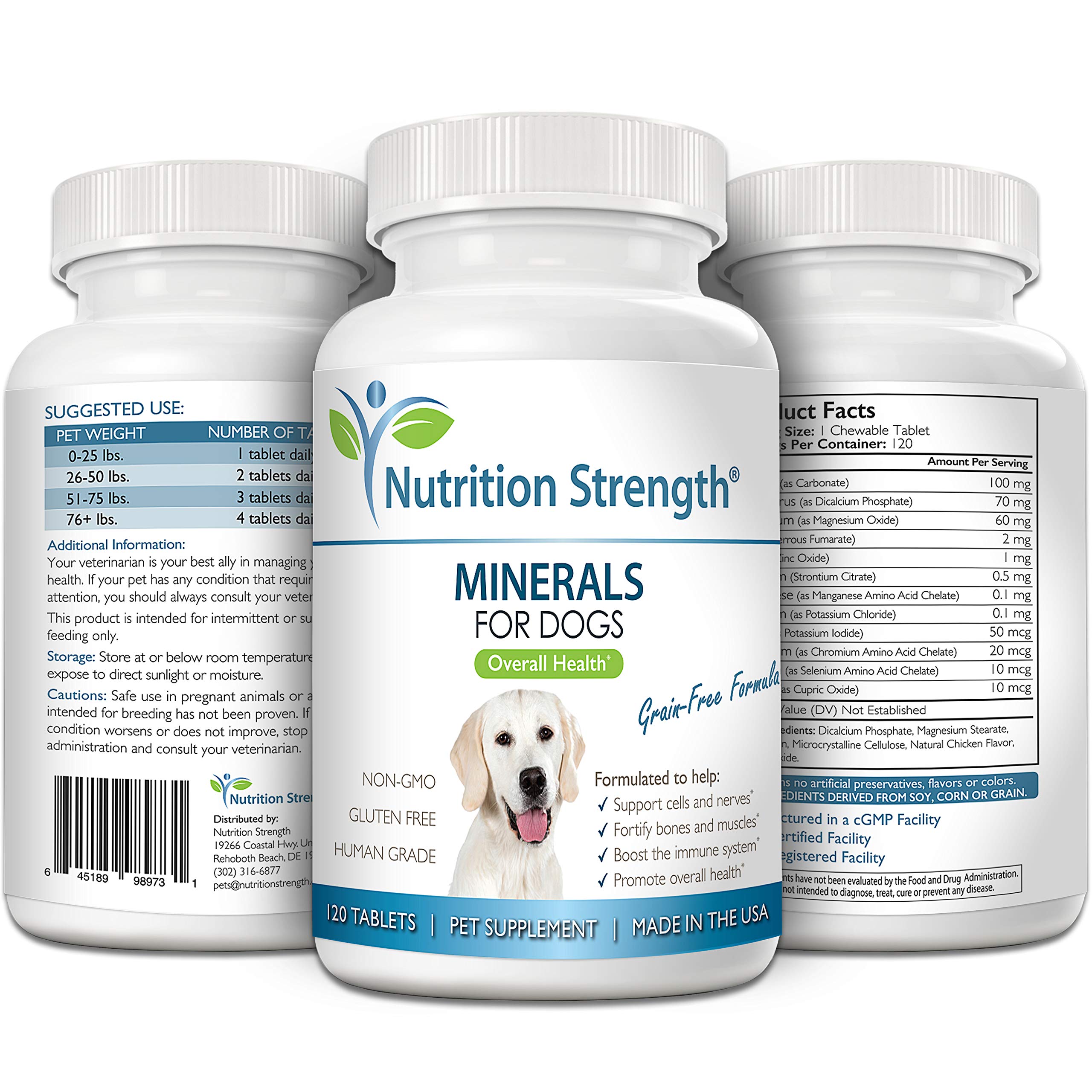 Premium Dog Mineral Supplements with Calcium, Phosphorus & Magnesium - Supports Bone Health, Muscle Function & Immune System - 120 Tasty Chewable Tablets for Large & Small Dogs - Ideal for Active Pets & Senior Dogs