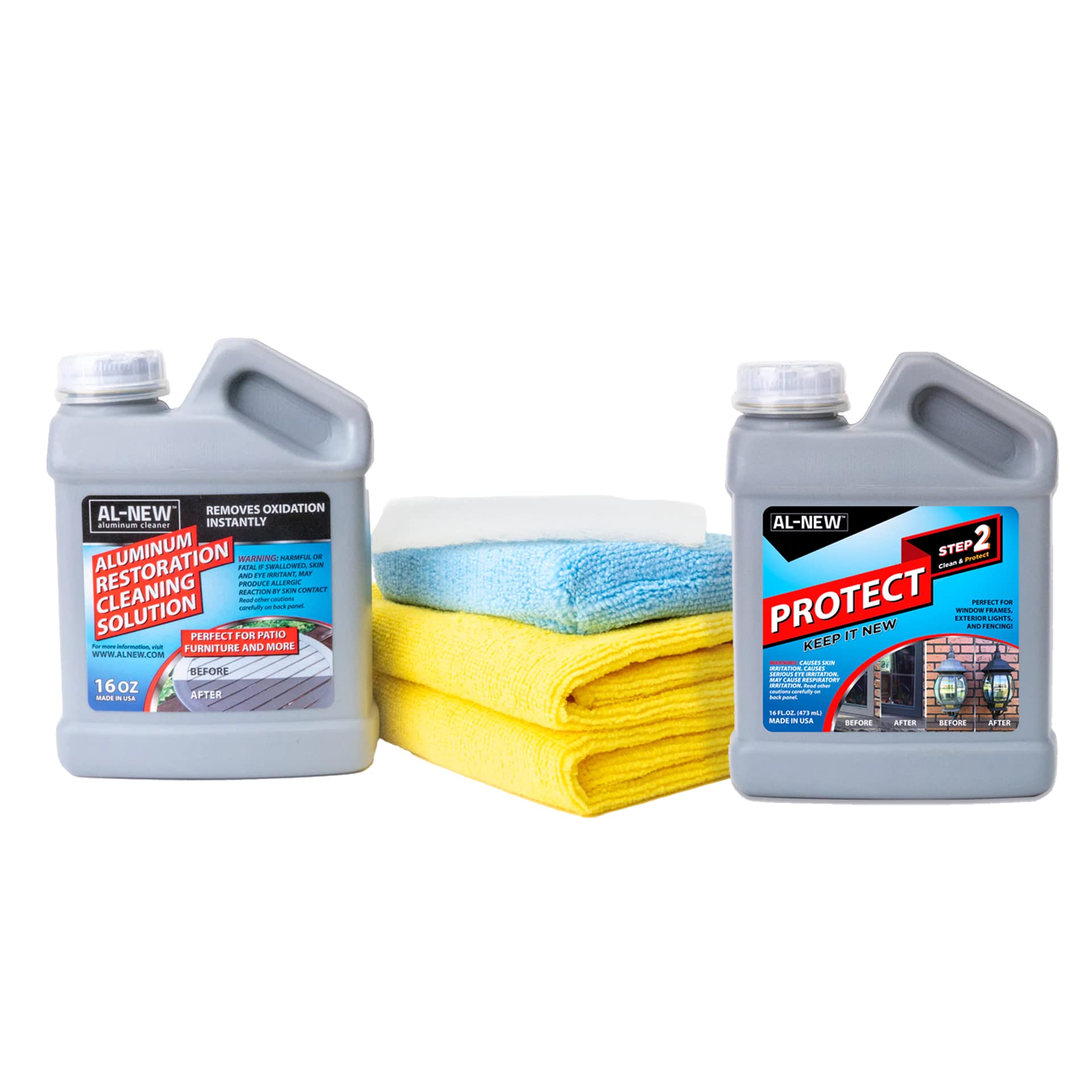 AL-NEW Aluminum Restoration & Cleaning Kit with Protective Coating - Car Wheel, Boat, Motorcycle & RV Metal Surface Cleaner & Polish
