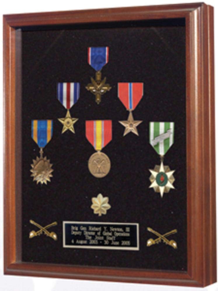 Premium Wooden Shadow Box Display Case for Medals & Flags - Perfect for Military, Sports Awards, and Memorabilia Showcase