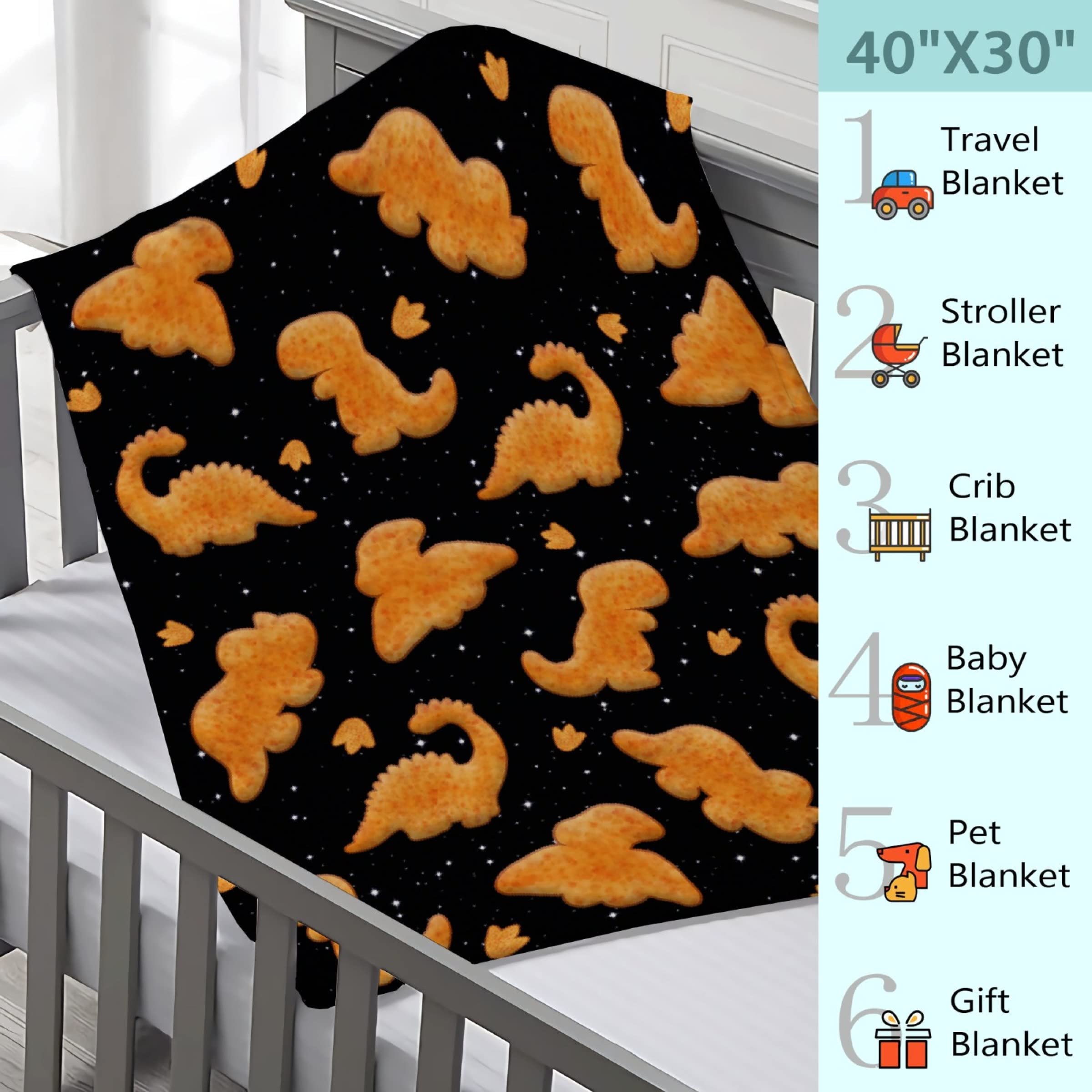 Dino Chicken Nuggets Throw Blanket - Ultra Soft Plush Flannel Blanket for Couch, Bed & Sofa | Warm Cozy Home Decor All Seasons | 60