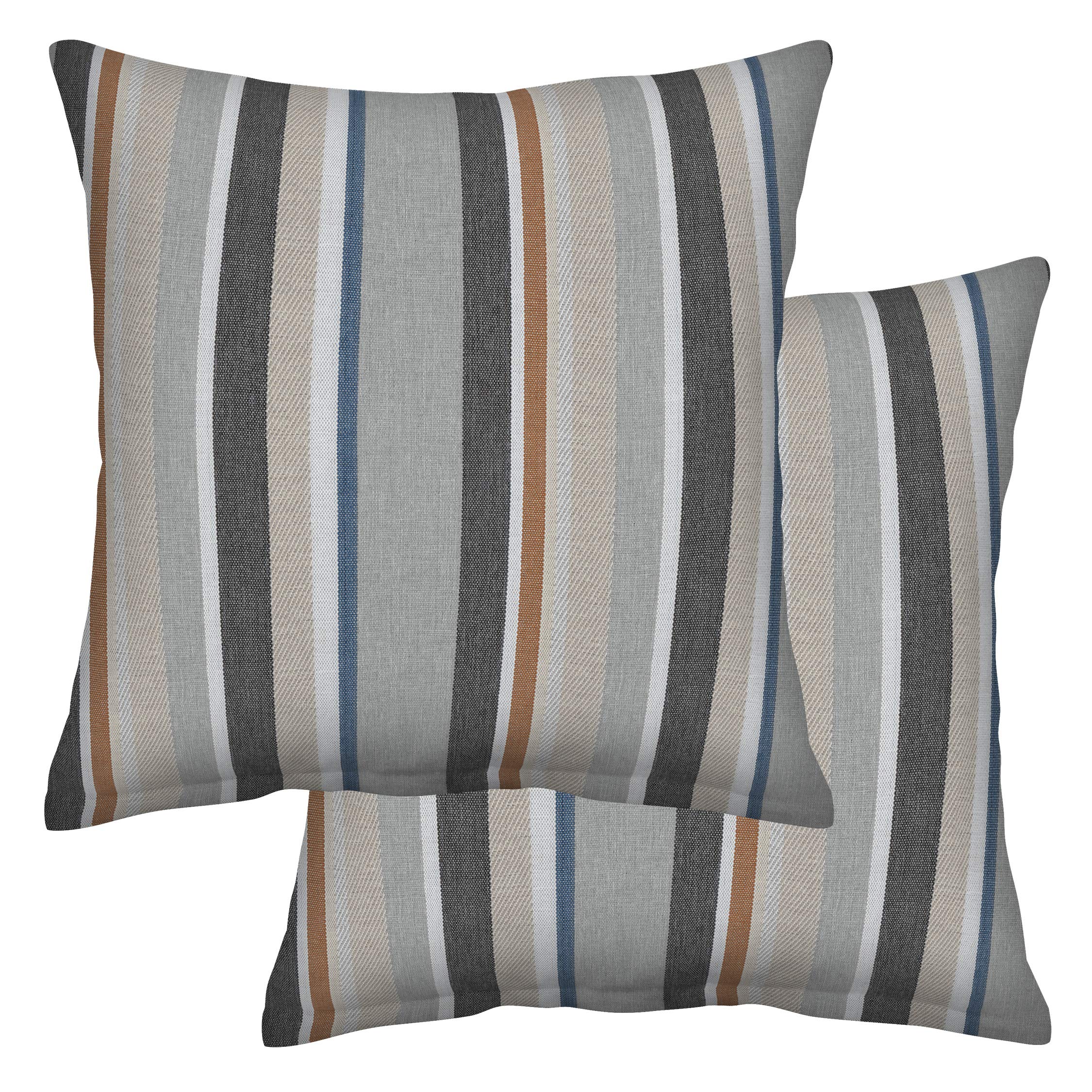 17x17x6 Inch Weather-Resistant Honeycomb Stripe Square Throw Pillow Set of 2 - Beige Stone Color, Recycled Polyester Fill for Indoor/Outdoor Use - Perfect for Patio Furniture, Sofa, Deck & Garden Decor