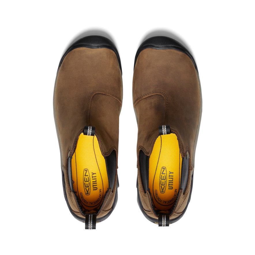 Men's Lansing Steel Toe Chelsea Boots - Dark Earth & Black Work Boots for Construction, Warehouse & Outdoor Safety