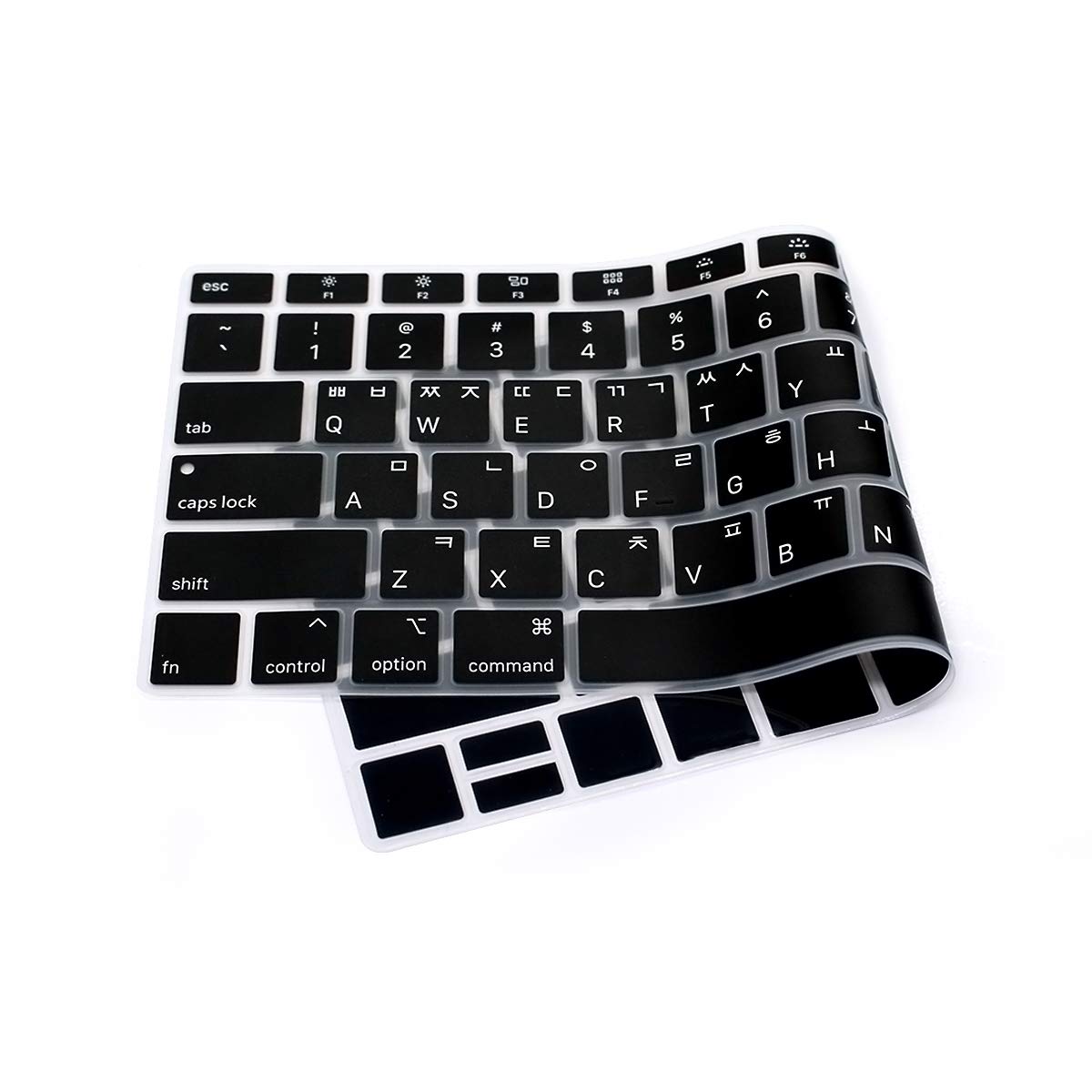 Korean Language Silicone Keyboard Cover for MacBook Air 13.3 inch (2018 Model A1932) - US Layout Black Keyboard Protector with Retina Display & Touch ID Compatibility - Perfect for Typing, Office Work & Travel Protection