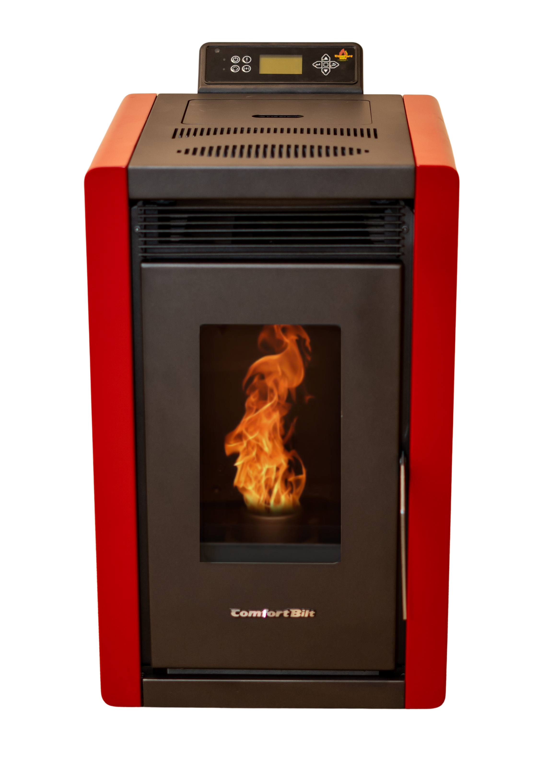 ComfortBilt HP40 Compact Small Pellet Stove - Red Retro Art Deco Style - Efficient Heating for Cabins, Tiny Homes & Small Spaces