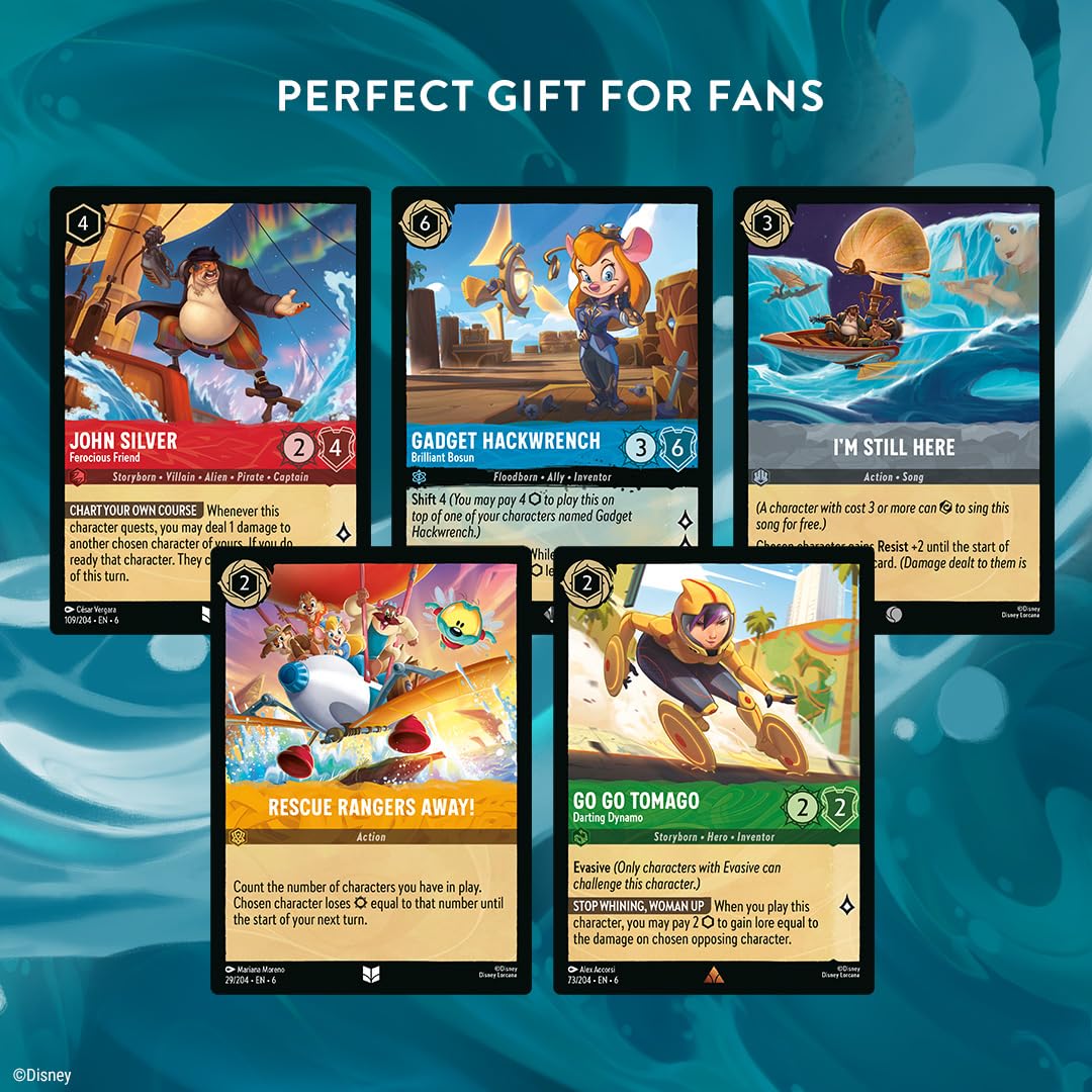 Ravensburger Disney Lorcana TCG: Azurite Sea Booster Pack Display - 24 Packs with 12 Trading Cards Each | Perfect for Collectors & Disney Fans | Ages 8+ | Great for Game Nights, Trading with Friends & Building Your Disney Card Collection