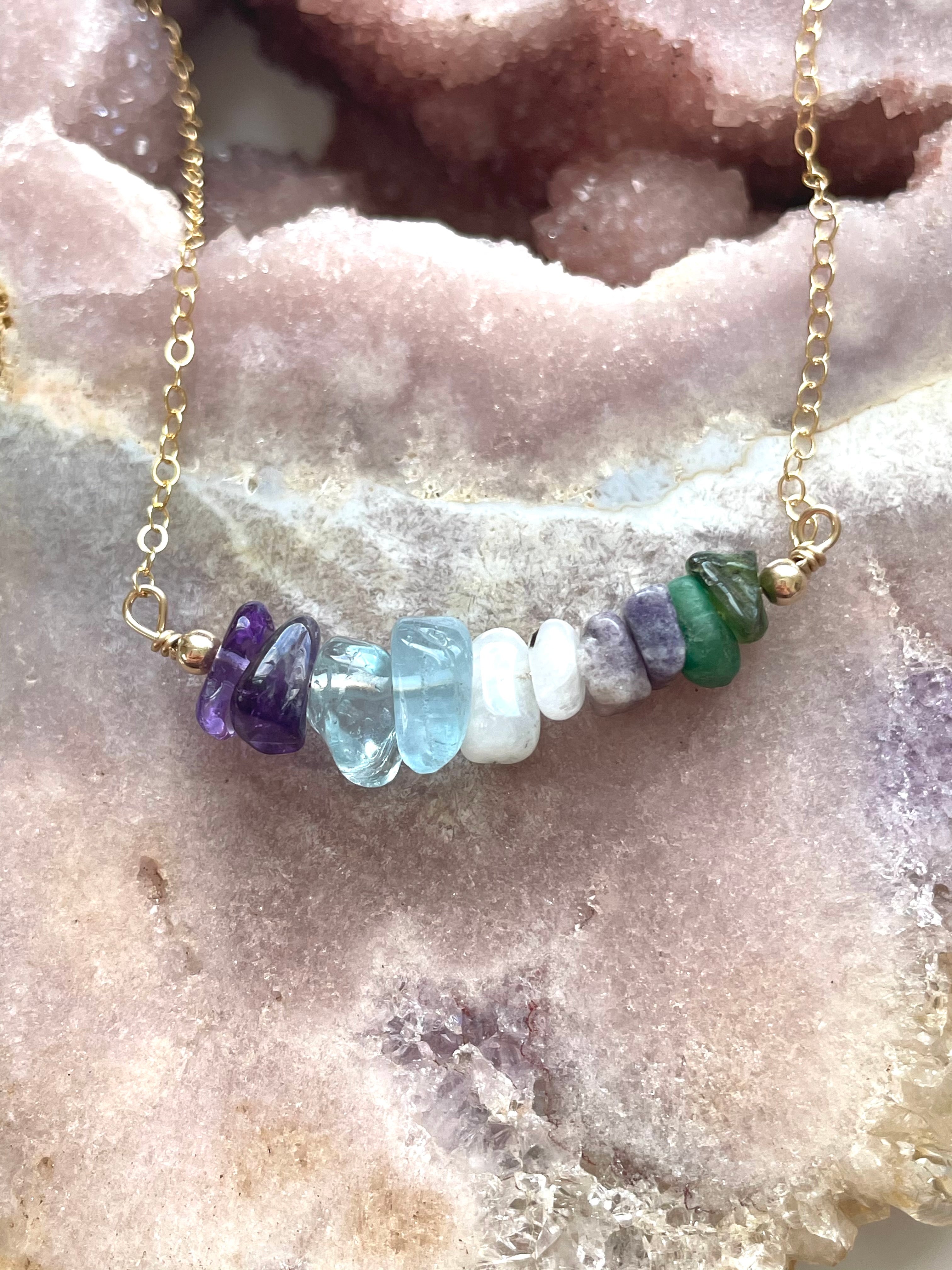 Aquarius Zodiac Sign Crystal Necklace - January & February Birthday Gift, Zodiac Jewelry, Healing Crystal Pendant for Women - Perfect for Daily Wear, Spiritual Healing & Special Occasions