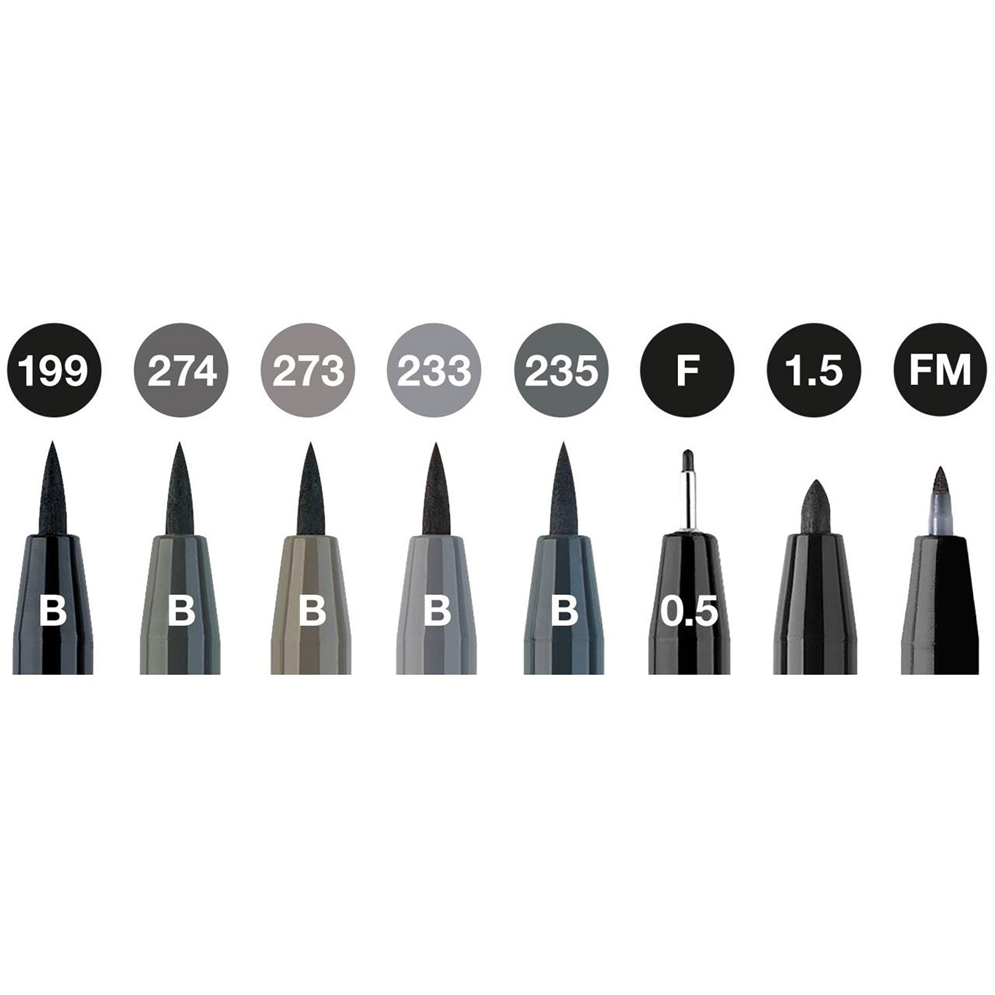 8 Pack PITT Artist Pens - Black & Grey Fine Art Markers for Sketching, Drawing & Illustration - Perfect for Artists, Designers & Calligraphy Enthusiasts