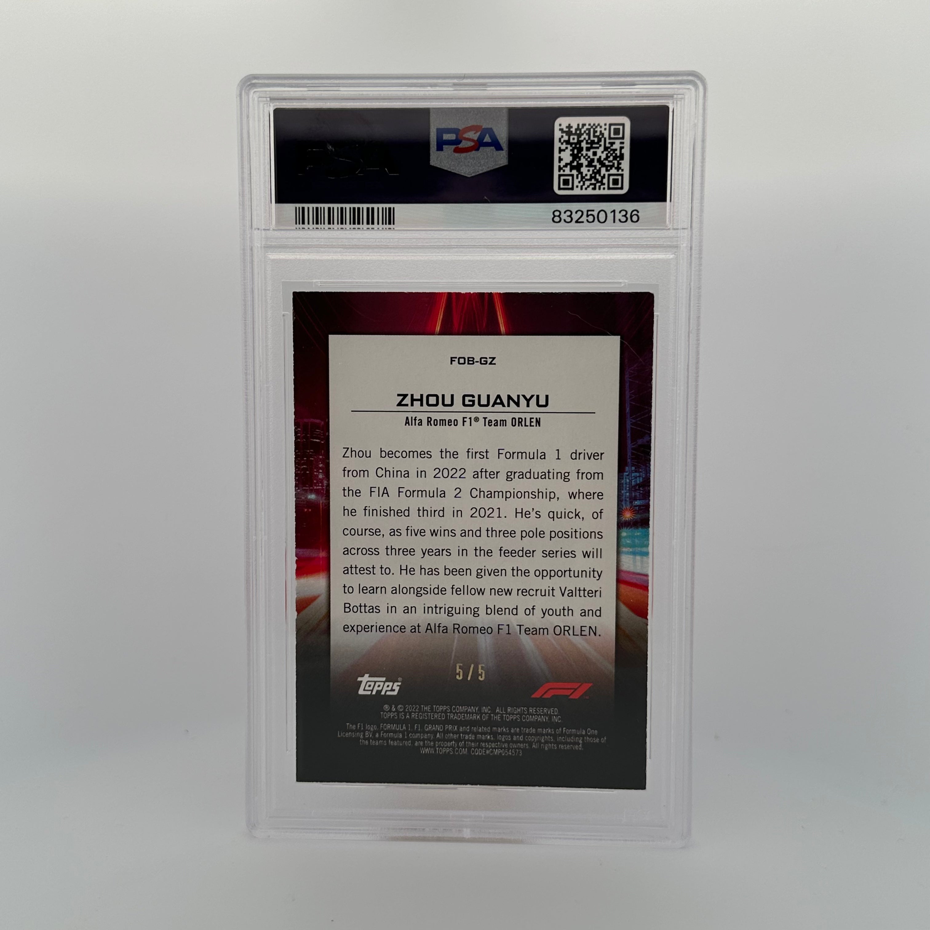 PSA 7 Zhou Guanyu #FOBZG Flash Of Brilliance Red Trading Card - Perfect for Collectors, Sports Memorabilia Enthusiasts and F1 Racing Fans