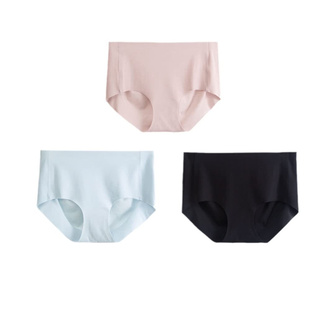 Women's Silk Panties with Cotton Crotch - 3 Pack Sexy Seamless Mid-Rise Hip Lifting Shorts Briefs - Perfect for Daily Wear, Sleep & Special Occasions