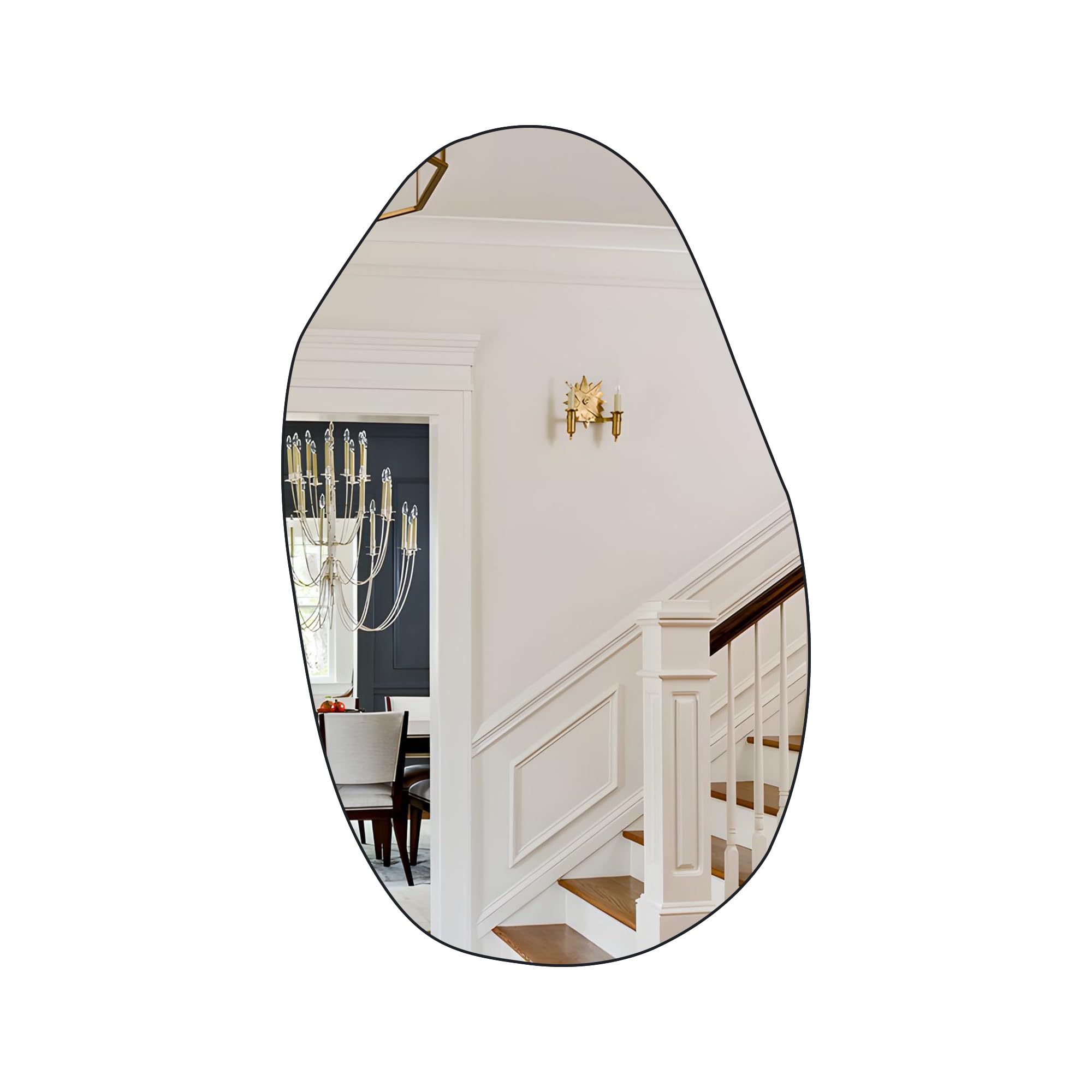 Black Vanity Wall Mirror with Brushed Metal Frame - Rectangle Bathroom Makeup Mirror for Dressing Table & Bedroom Decor