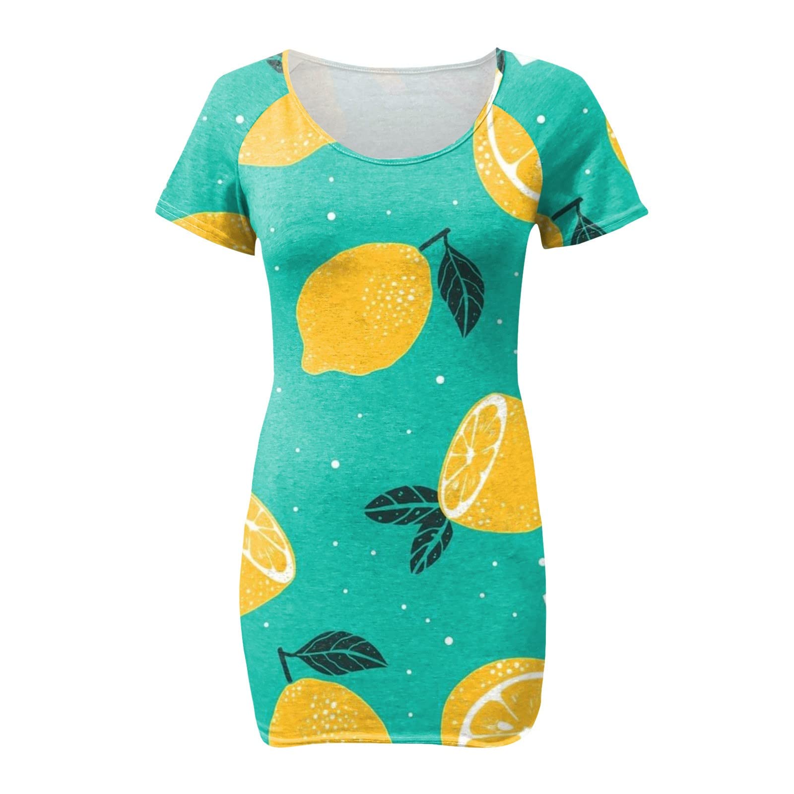 Women's Summer Casual Dress - Floral Printed O-Neck Short Sleeve Slim Fit Dress with Pockets | Perfect for Beach Vacation, Date Night & Summer Outings