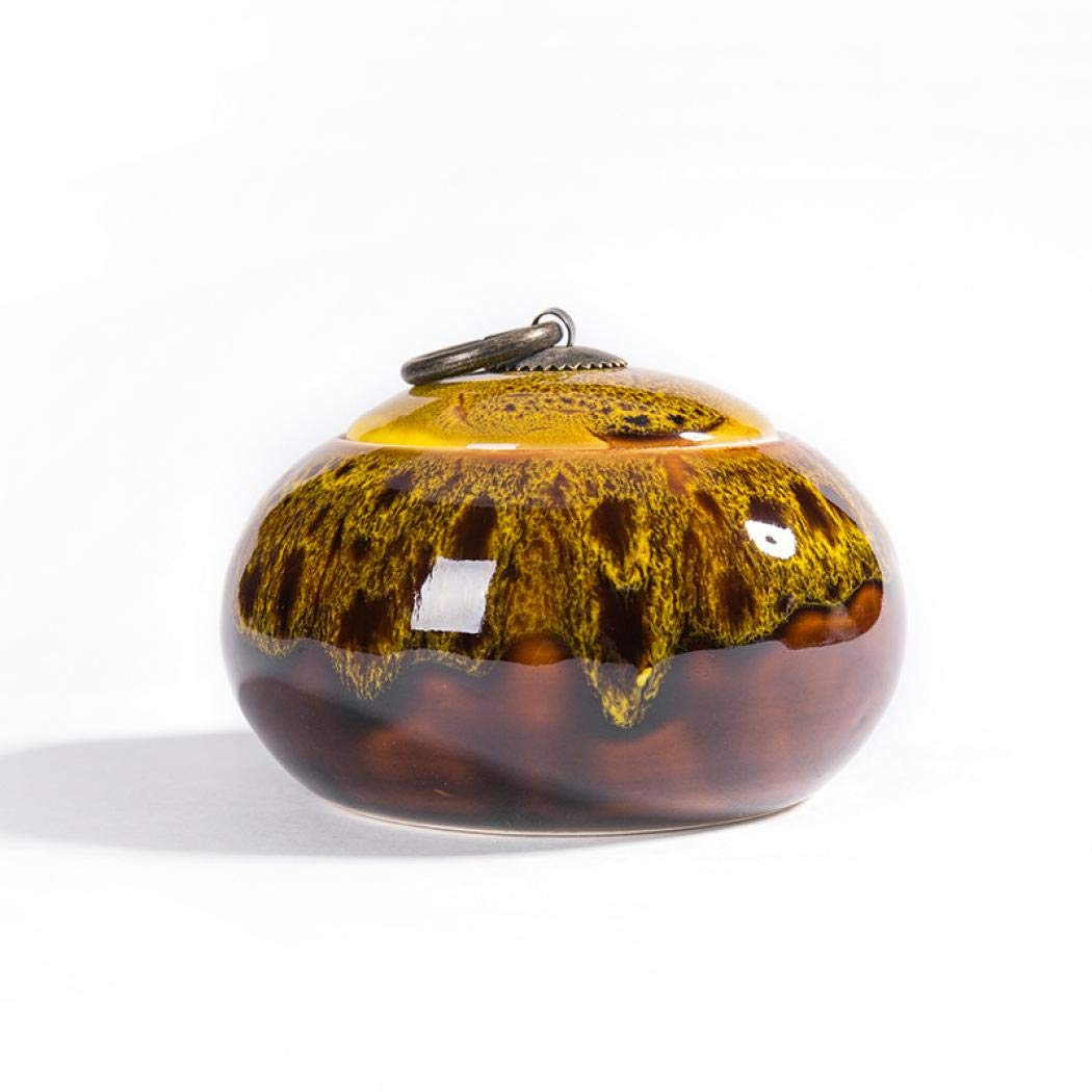 Vintage Ceramic Tea Storage Canister with Airtight Lid - Mini Tea Caddy for Loose Leaf Tea, Coffee, Sugar & Spices - Decorative Kitchen Storage Jar for Tea Bags, Honey & Salt (Yellow) - Perfect for Home, Office & Gift Giving