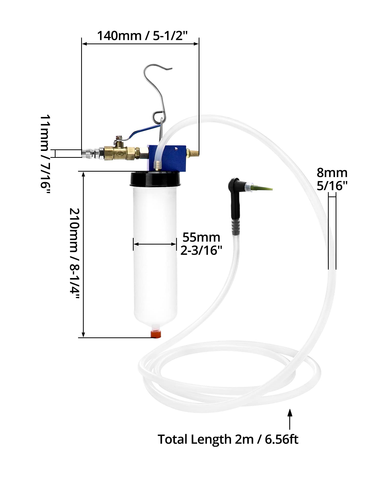 QWORK Auto Car Brake Fluid Extractor - Pneumatic Vacuum Bleeder for Oil Change, Power Steering Fluid, Engine Oil, Gear Oil & Water - Ideal for Auto & Motorcycle Maintenance, DIY Fluid Replacement & Garage Repairs