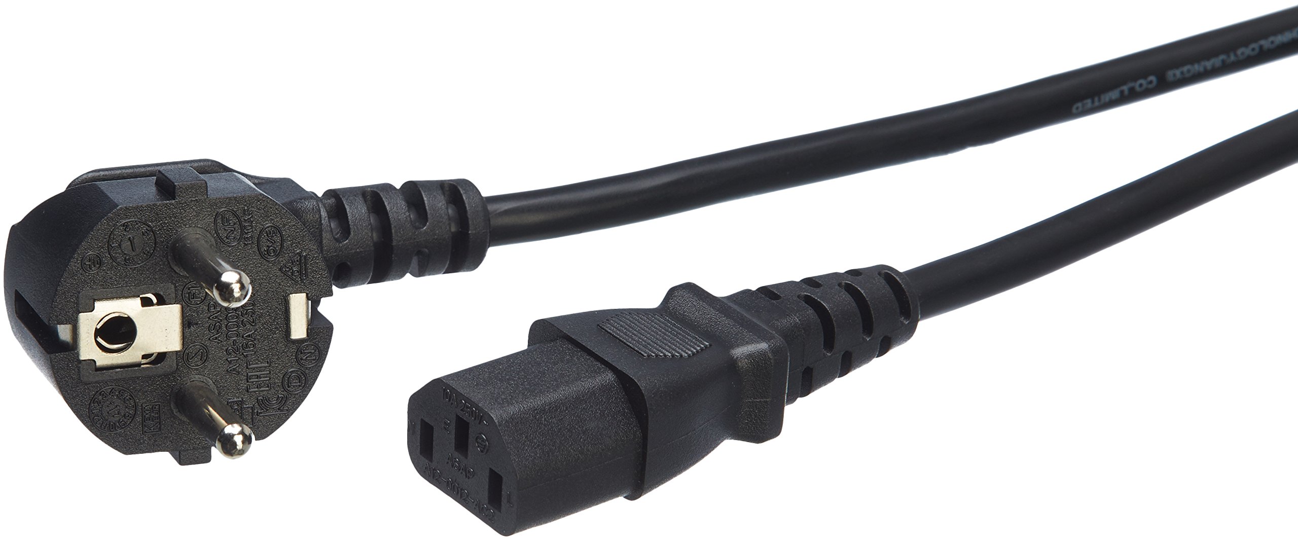 Amazon Basics 6 Feet Power Cord - 4.57m Heavy Duty Black AC Power Cable for Computers, Monitors, Printers & Home Office Electronics
