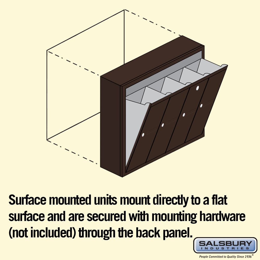 Salsbury Industries 3504ZSU USPS Approved 4-Door Vertical Mailbox - Bronze Surface Mounted Mailbox for Home, Office & Apartment Buildings