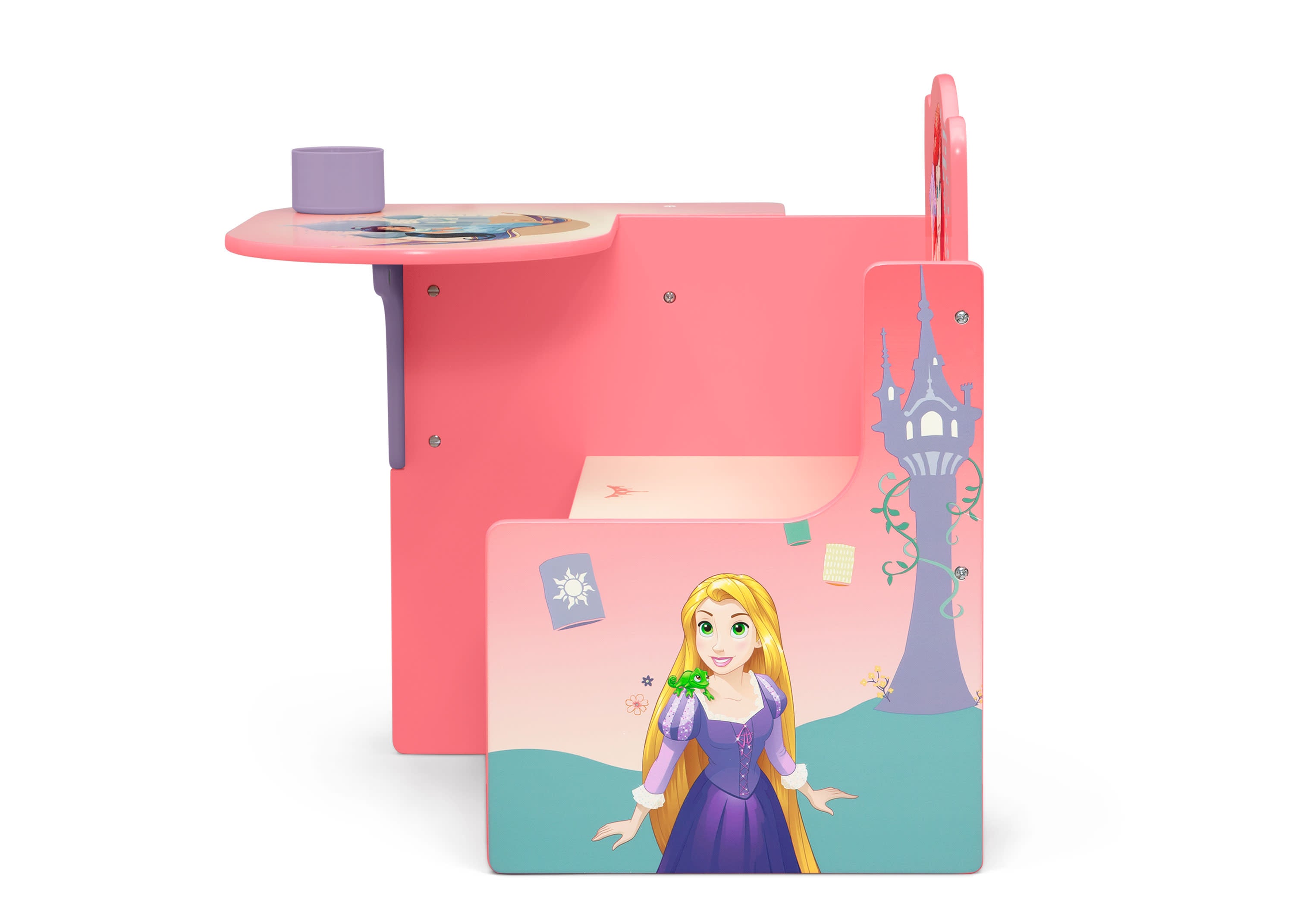 Princess Chair Desk with Storage Bin - Kids Study Table & Organizer for Bedroom, Playroom & Homeschooling - Perfect for Reading, Drawing & Homework