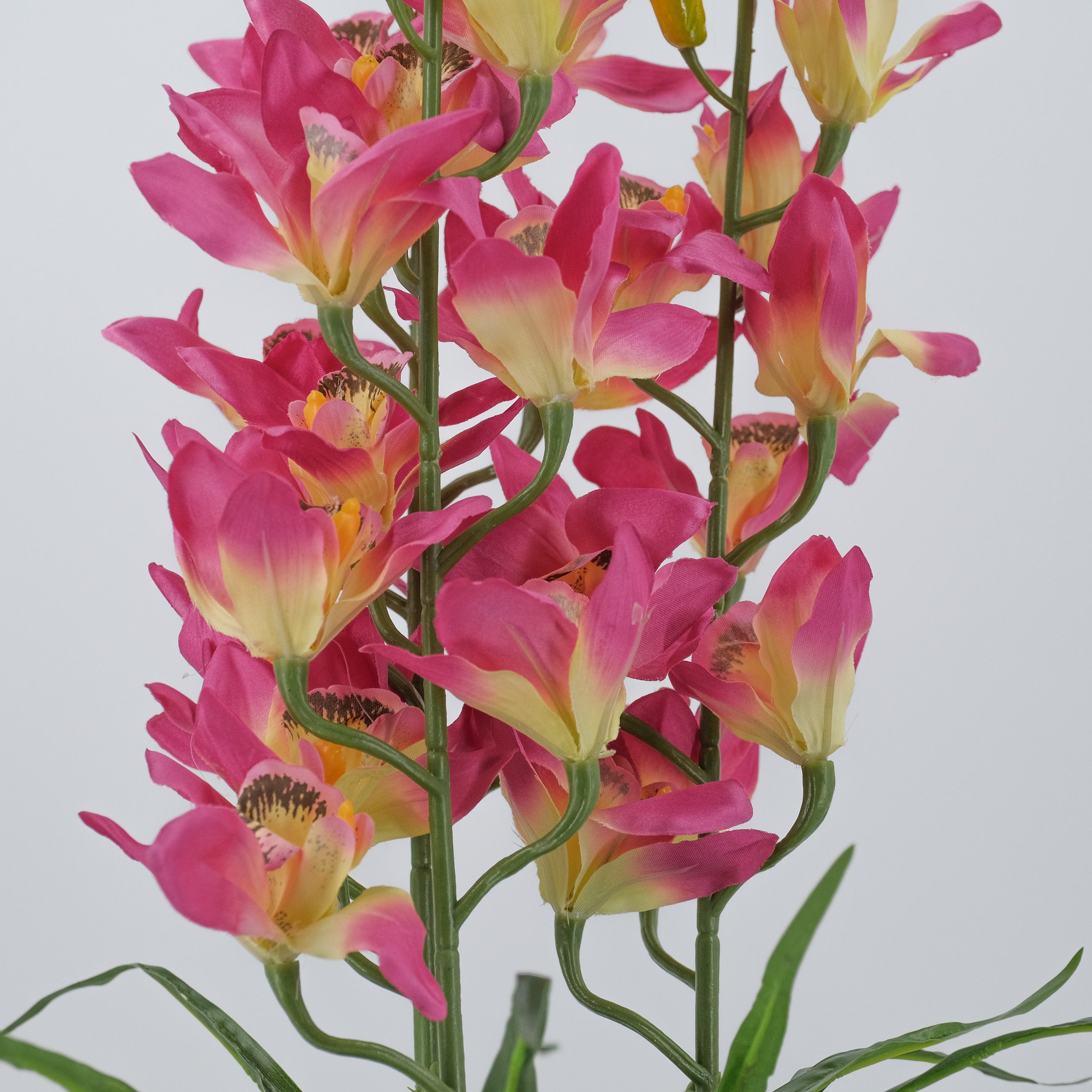 Artificial Pink Cymbidium Orchid Silk Flower Plant - 39 Inch Tall Lifelike Fake Orchid for Home Decor, Wedding Centerpieces, Office & Event Decoration