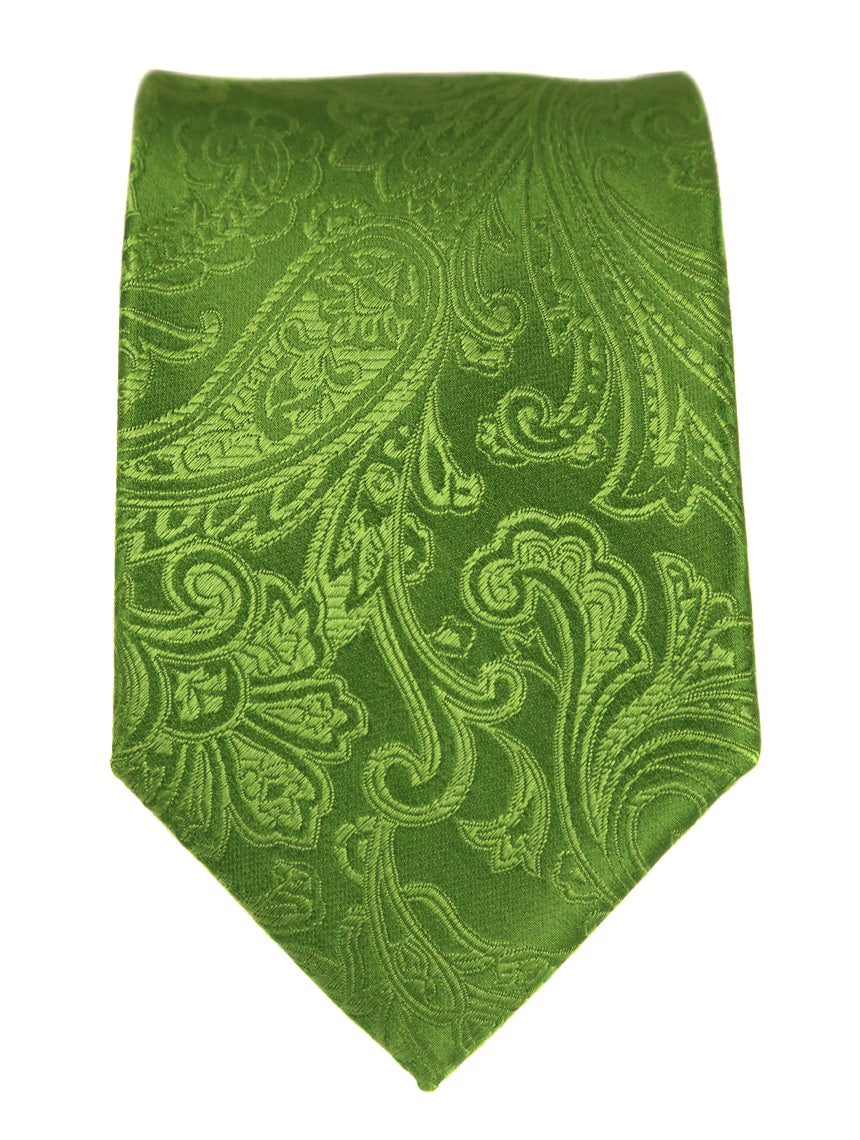 DÉCLIC Classic Green Paisley Necktie for Men - Elegant Silk Tie for Business, Weddings & Formal Events