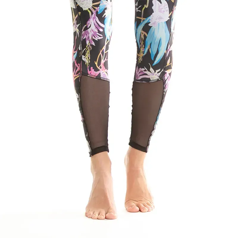 Rusty Butterfly Dream Sport Women's Floral Black Leggings - Perfect for Yoga, Running & Gym Workouts