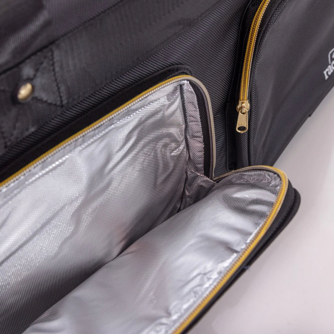 Rac n Roll Large Black Travel Bag with Built-in Wheels - Perfect for Airports, Gym, and Weekend Getaways