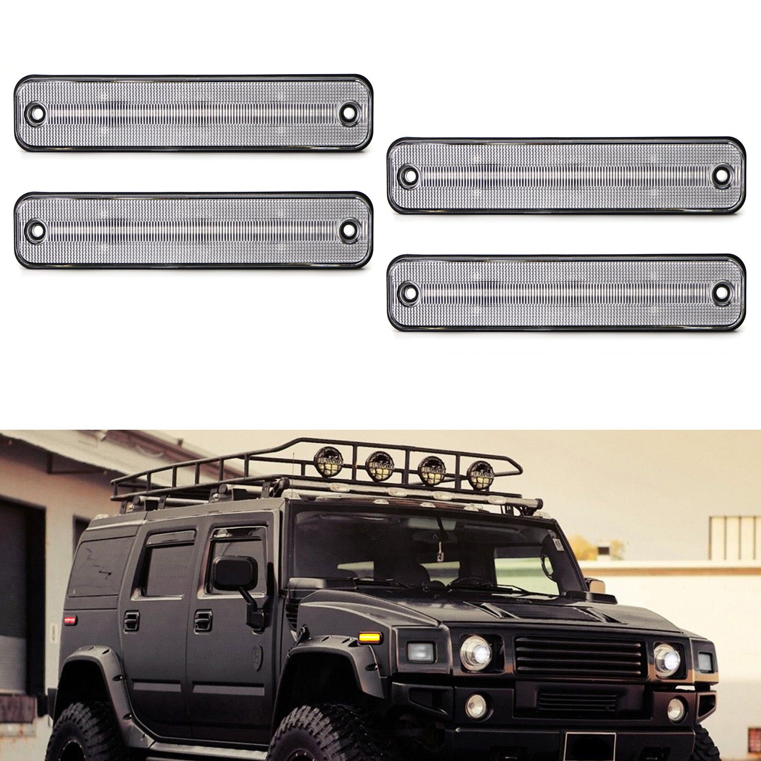 Amber/Red Full LED Side Marker Light Kit for 2003-2009 Hummer H2 - Clear Lens, Durable & Bright - Perfect for Off-Roading, Night Driving & Custom Car Upgrades