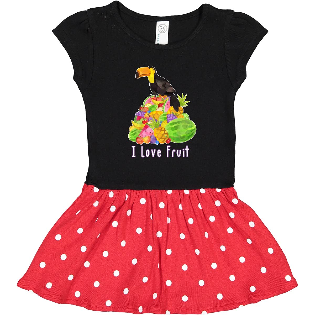 Inktastic I Love Fruit Toucan Toddler Dress - Cute Tropical Bird Print Girls' Casual Summer Outfit for Playdates, Beach Trips & Birthday Parties