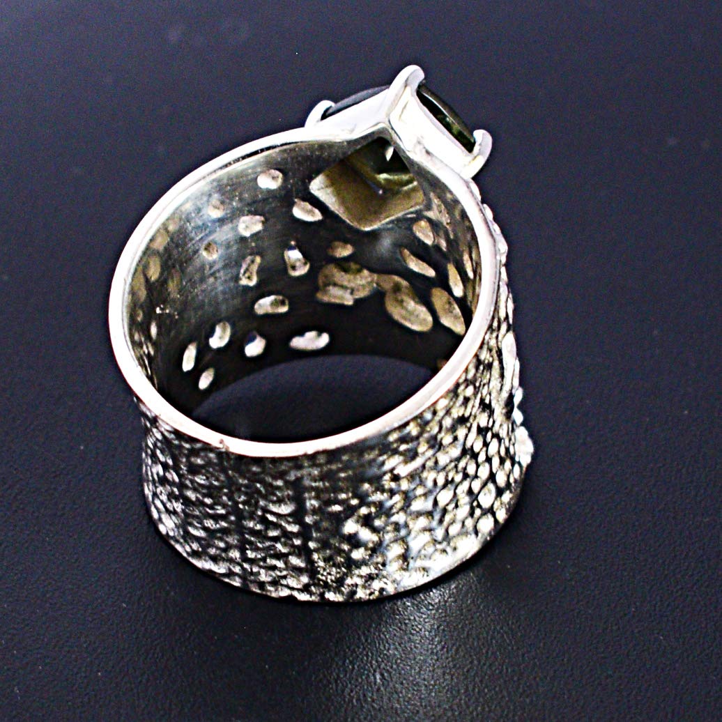 Natural Moldavite Gemstone 925 Sterling Silver Ring - Handmade Bohemian Jewelry for Women - Perfect Birthday Gift, Spiritual Healing & Fashion Statement