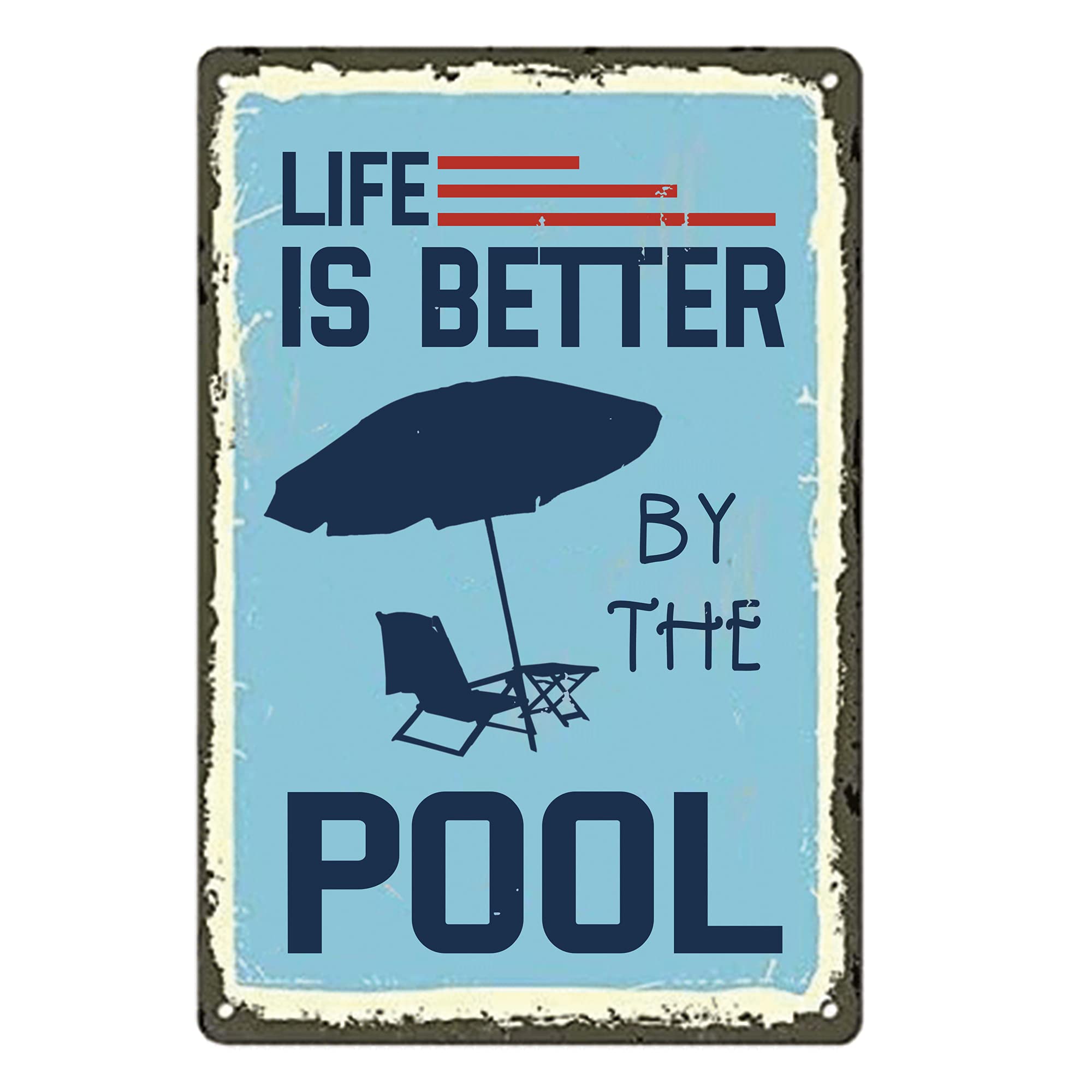Funny Farm Pool Metal Sign - Rustic Wall Decor for Swimming Pools, Backyards & Gardens - Perfect for Outdoor Patio, Pool House & Summer Party Decorations