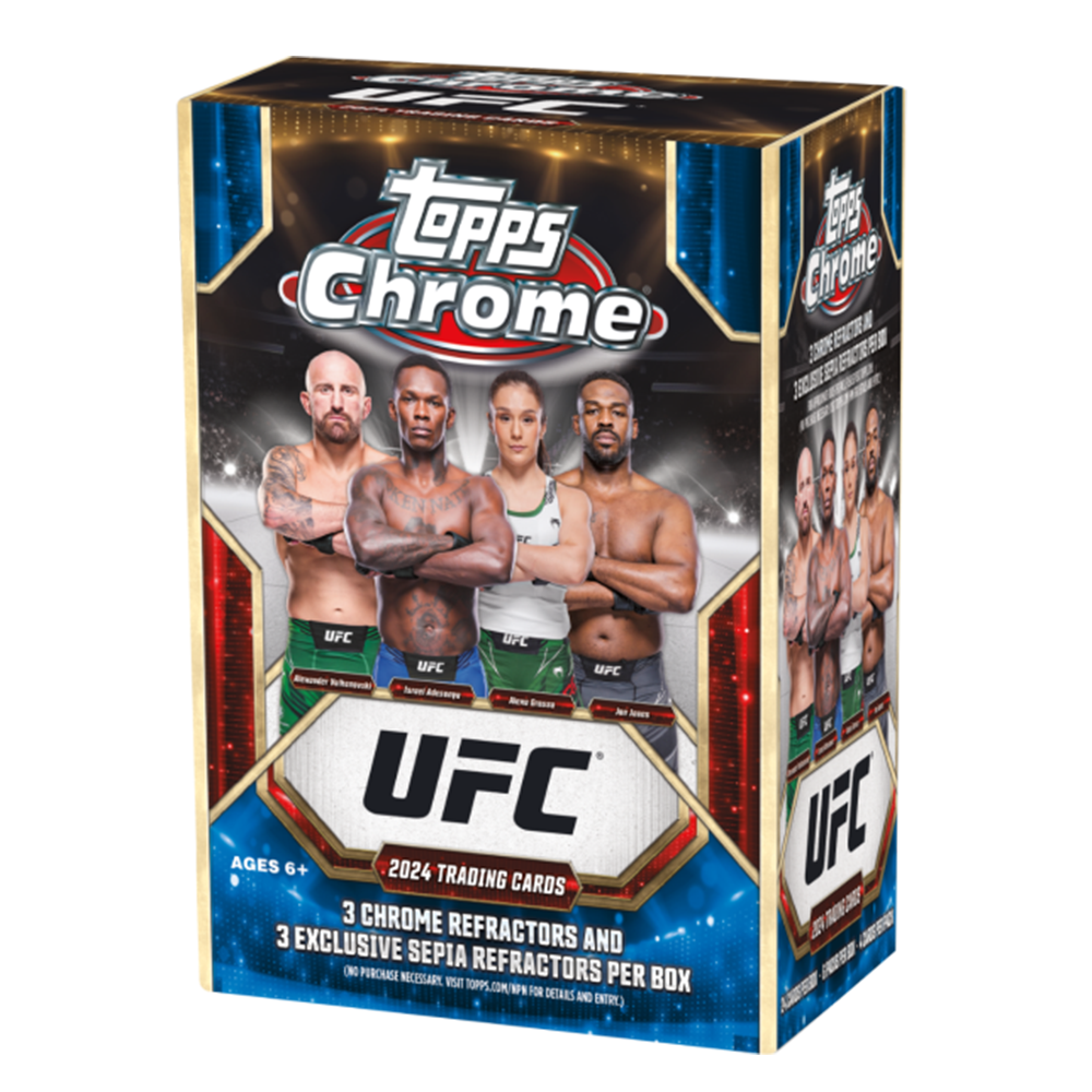 2024 Topps Chrome UFC Blaster Box - 24 Packs Trading Cards Collection for UFC Fans - Perfect for Collecting, Trading, and Displaying at Home or Office