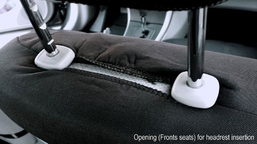 Universal Car Seat Covers & Floor Mats Set - Waterproof & Non-Slip Interior Protection for Cars, Trucks, SUVs | Includes Carpet Mats & Padded Headrest Covers (Black/Grey) + Free Air Freshener | Perfect for Family Road Trips, Pet Owners & Daily Commute