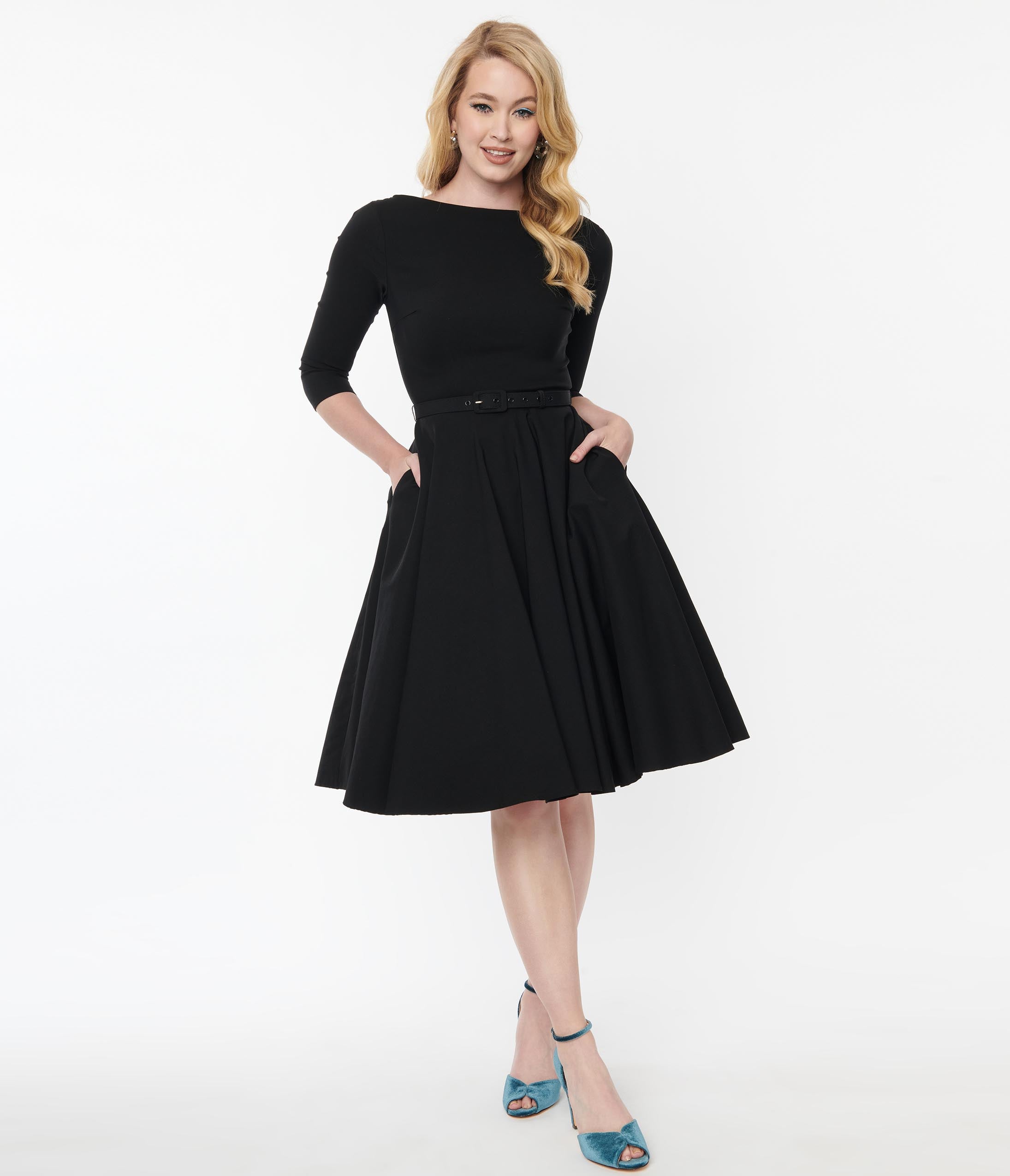 Vintage Black Devon Swing Dress - Retro 1950s Style Flared Skirt Dress for Women | Perfect for Parties, Dances & Special Occasions