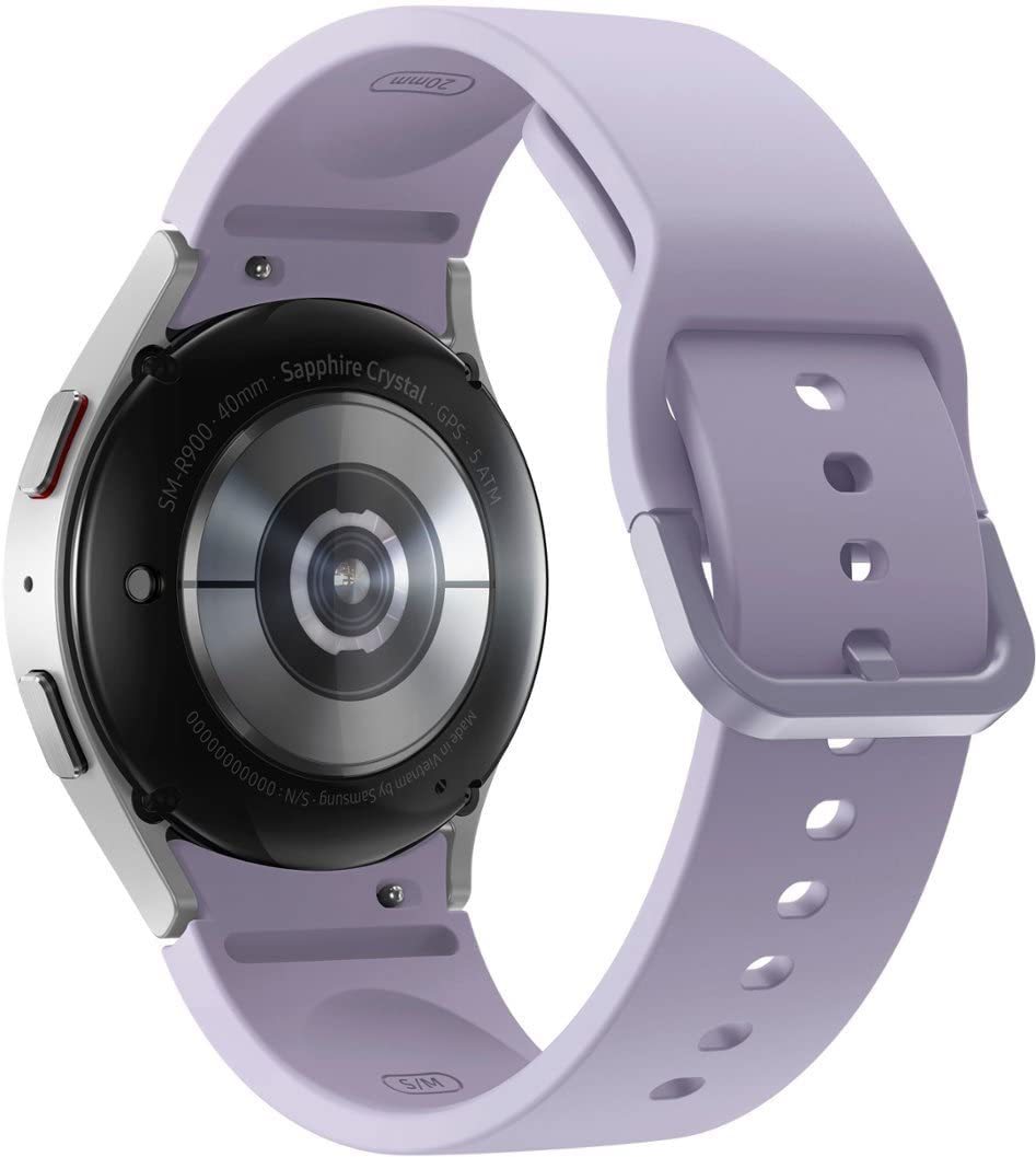 SAMSUNG Galaxy Watch 5 40mm Bluetooth Smartwatch with Body, Health, Fitness & Sleep Tracking - Sapphire Crystal Glass, Enhanced GPS - US Version (Renewed) - Silver Bezel & Purple Band - Perfect for Workouts, Running & Daily Activity Monitoring