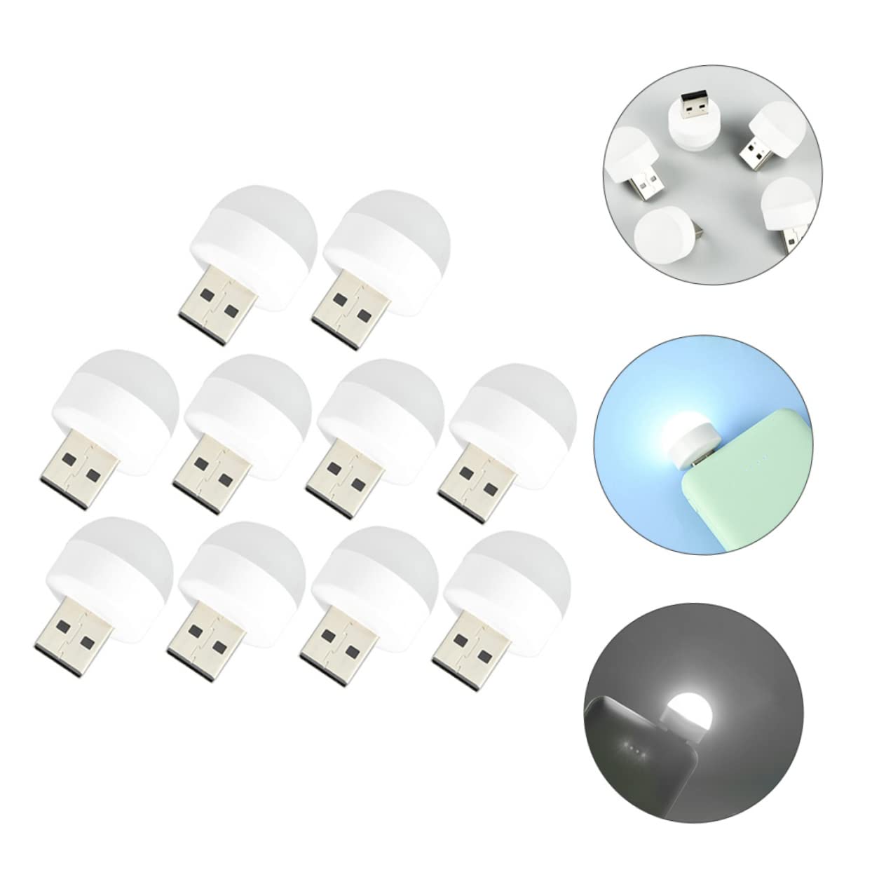 50 Pcs LED Night Lights - USB Powered Nightlight Bulbs for Home, Travel & Car - Portable Bedside Lamp, Nursery Light, Closet Lighting & Emergency Use