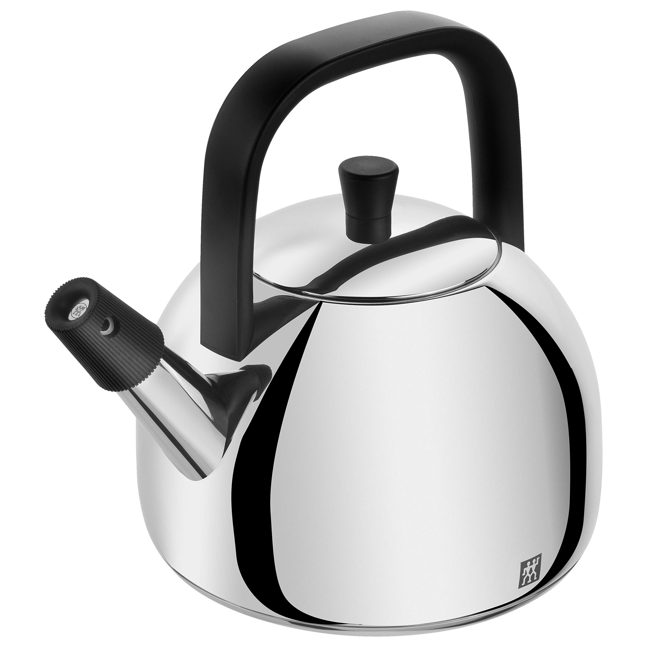 Zwilling Plus 1.7 Quart Stainless Steel Whistle Tea Kettle with Ergonomic Stay-Cool Handle & Sigma Classic Encapsulated Base - Works on All Stovetops (Gas, Electric, Induction) - Perfect for Boiling Water for Tea, Coffee & Cooking