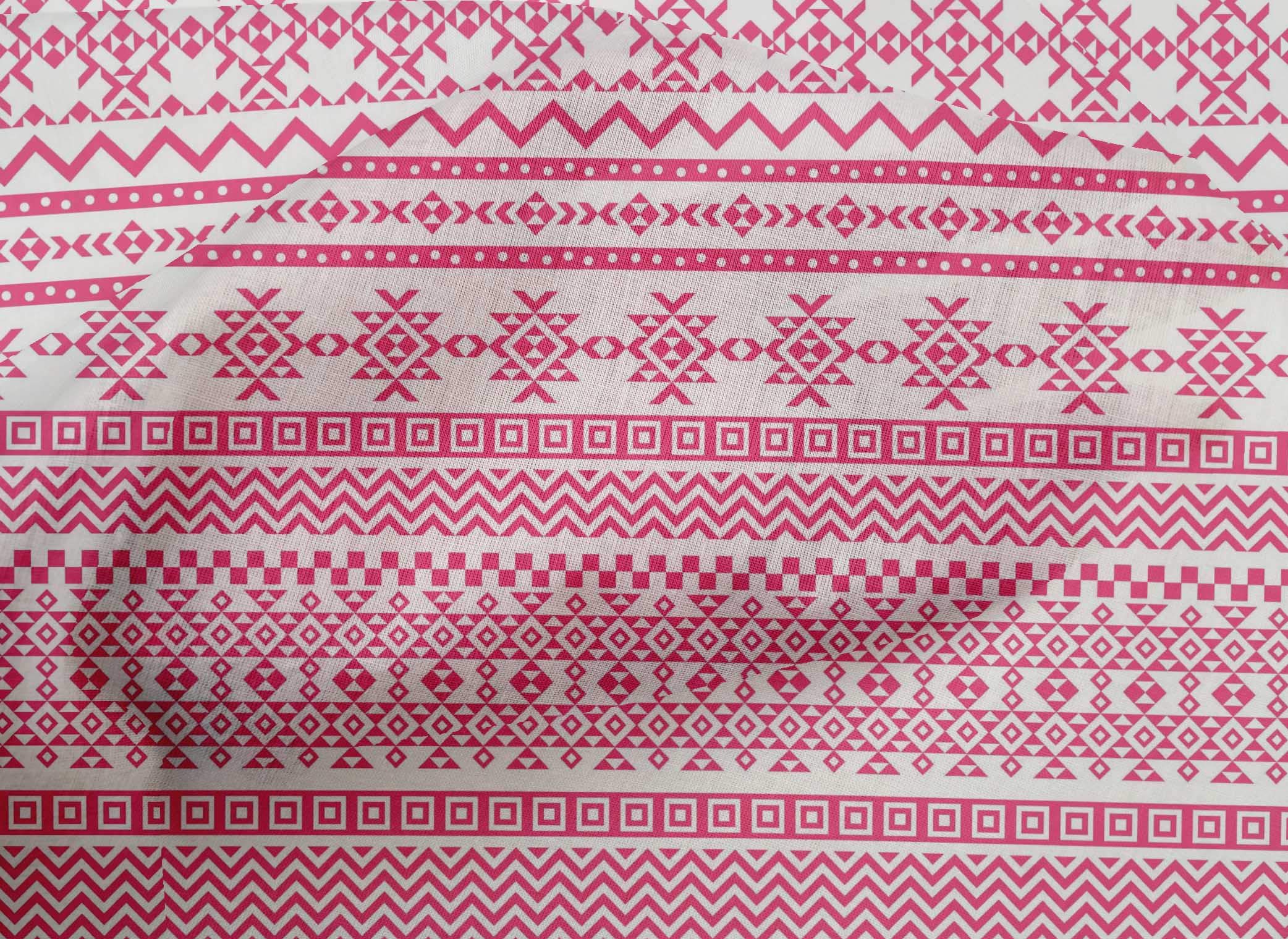 oneOone 100% Cotton Cambric Pink Aztec Tribal Print Fabric by The Yard - 56 Inch Wide for Dresses, Skirts & DIY Crafts