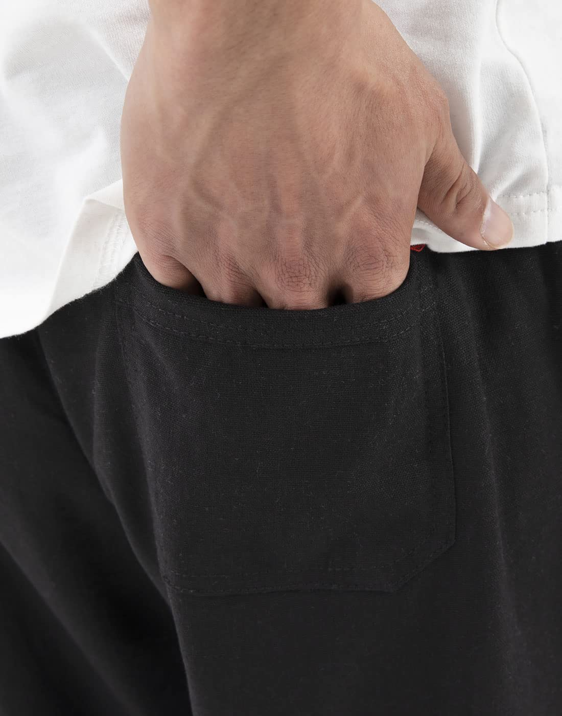 Bonnorth Men's Linen Casual Pants - Elastic Waist Drawstring Wide Leg Comfortable Summer Trousers for Outdoor, Travel & Lounge Wear