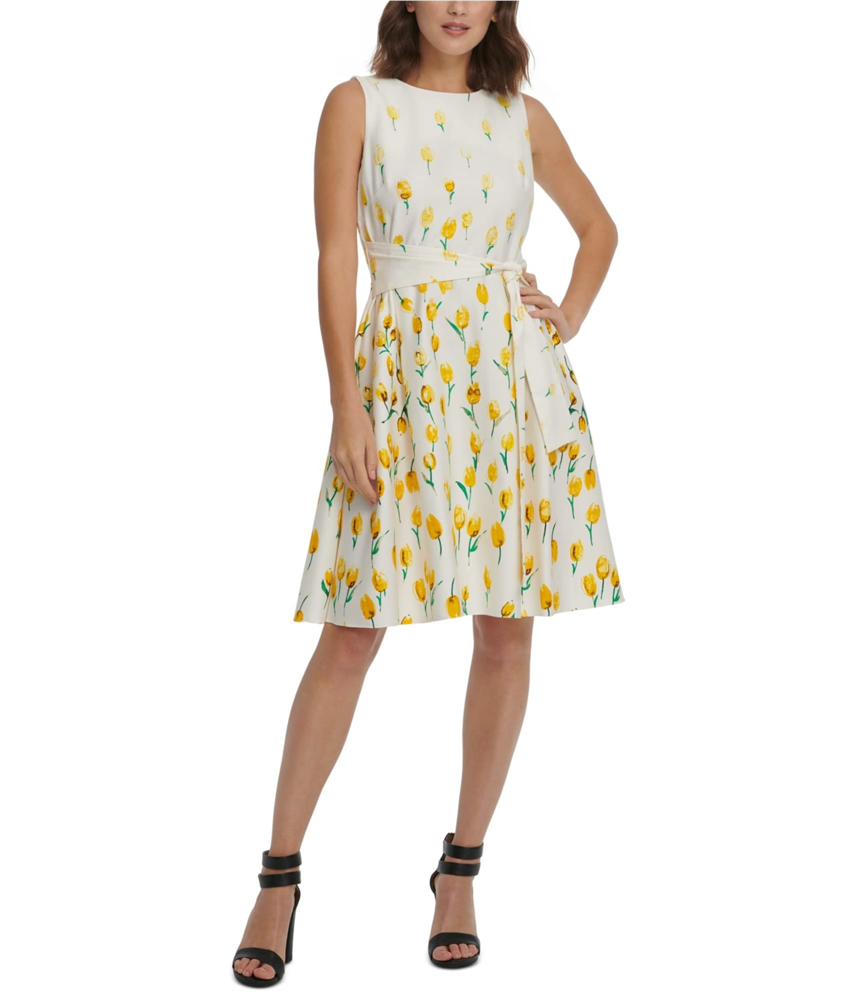 DKNY Women's Floral Fit & Flare Dress - Elegant Summer Casual & Party Wear for Women | Perfect for Weddings, Dates & Office Outings