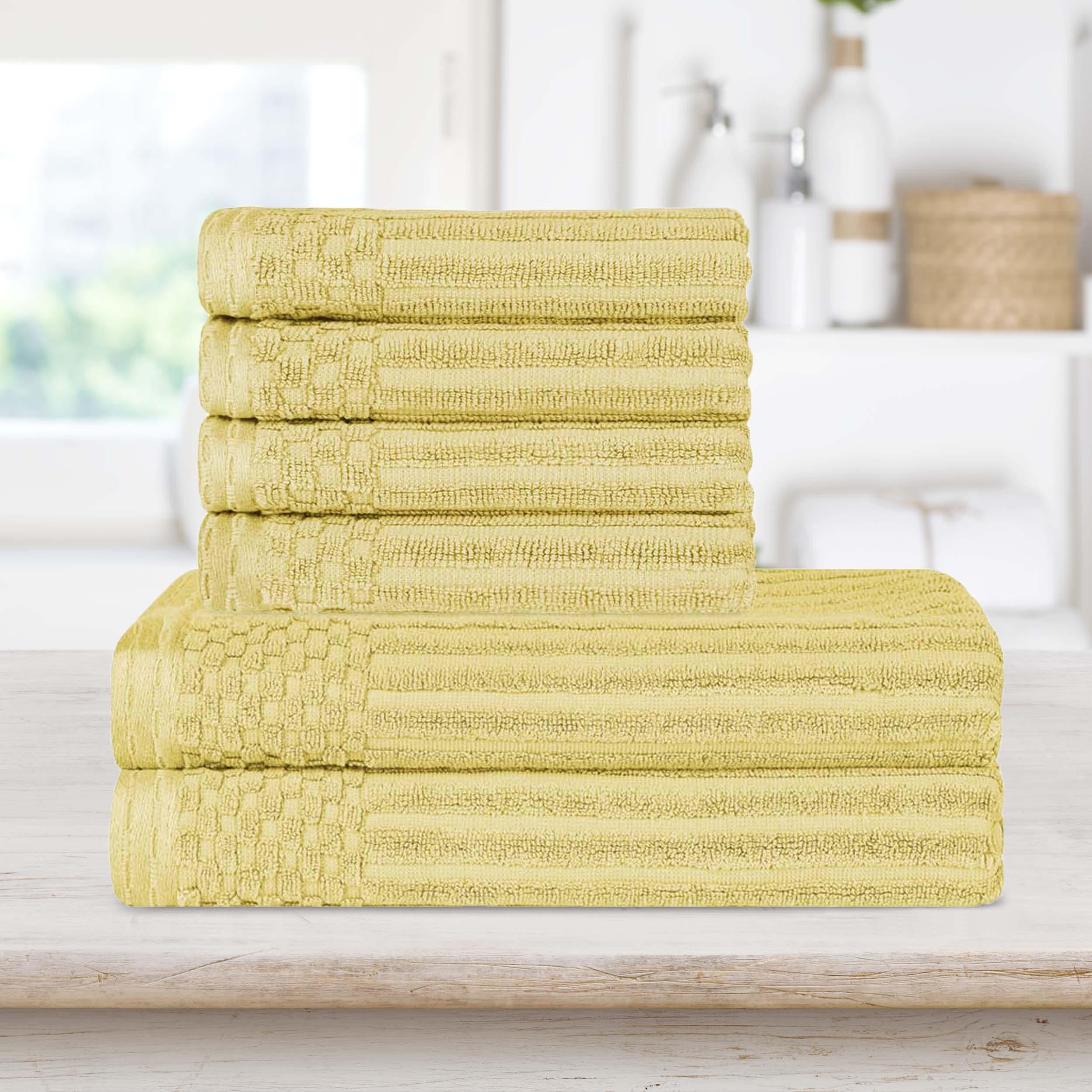 Premium Soho Ribbed Textured Cotton Bath Towel Set - Ultra Absorbent, Quick-Drying Hand & Bath Towels for Spa, Gym, and Luxury Home Use