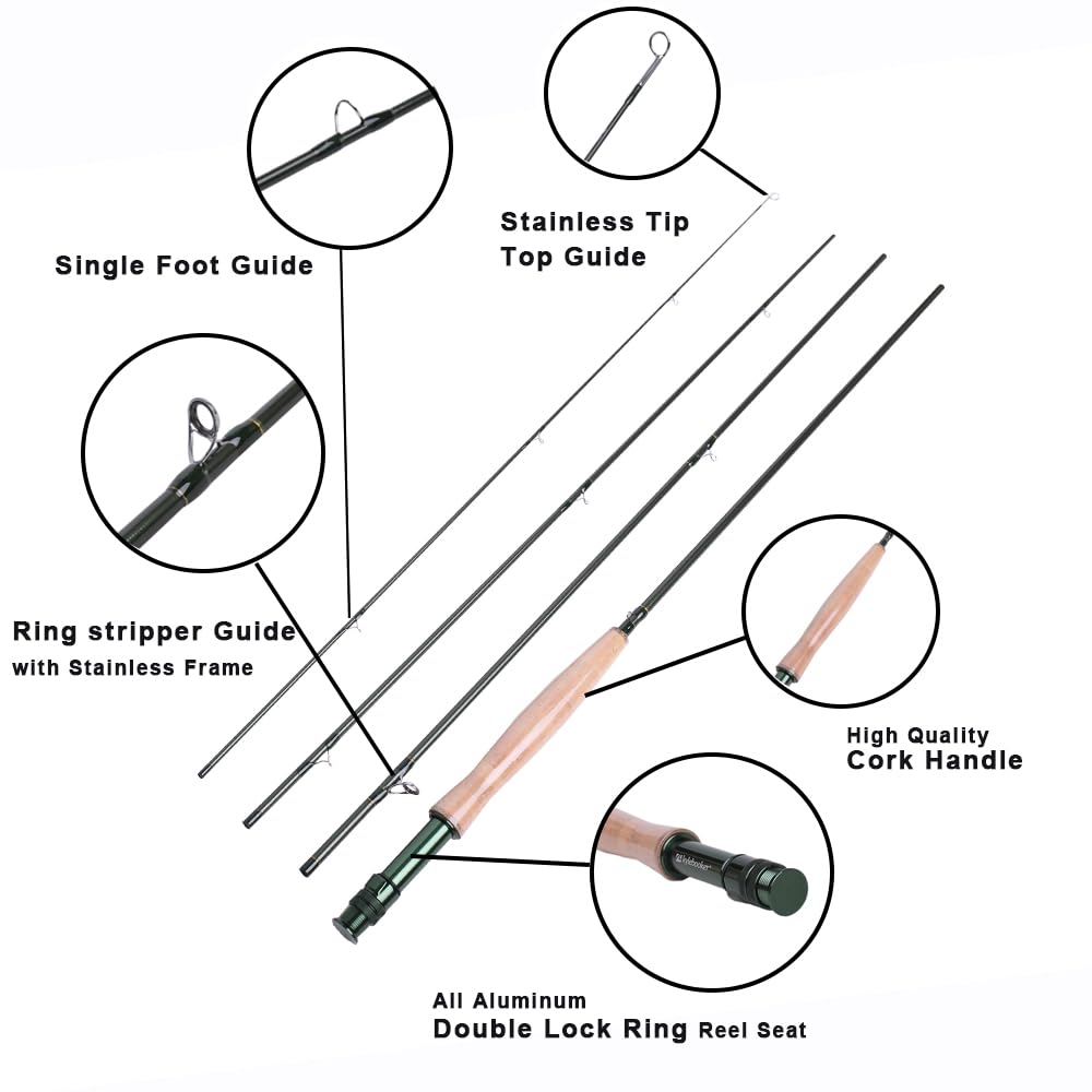 Kylebooker Fly Fishing Rod and Reel Combo Kit - 3/4/5/6/7/8 Weight Complete Starter Outfit with Carrying Case - Perfect for Beginners, Trout Fishing, and Outdoor Adventures