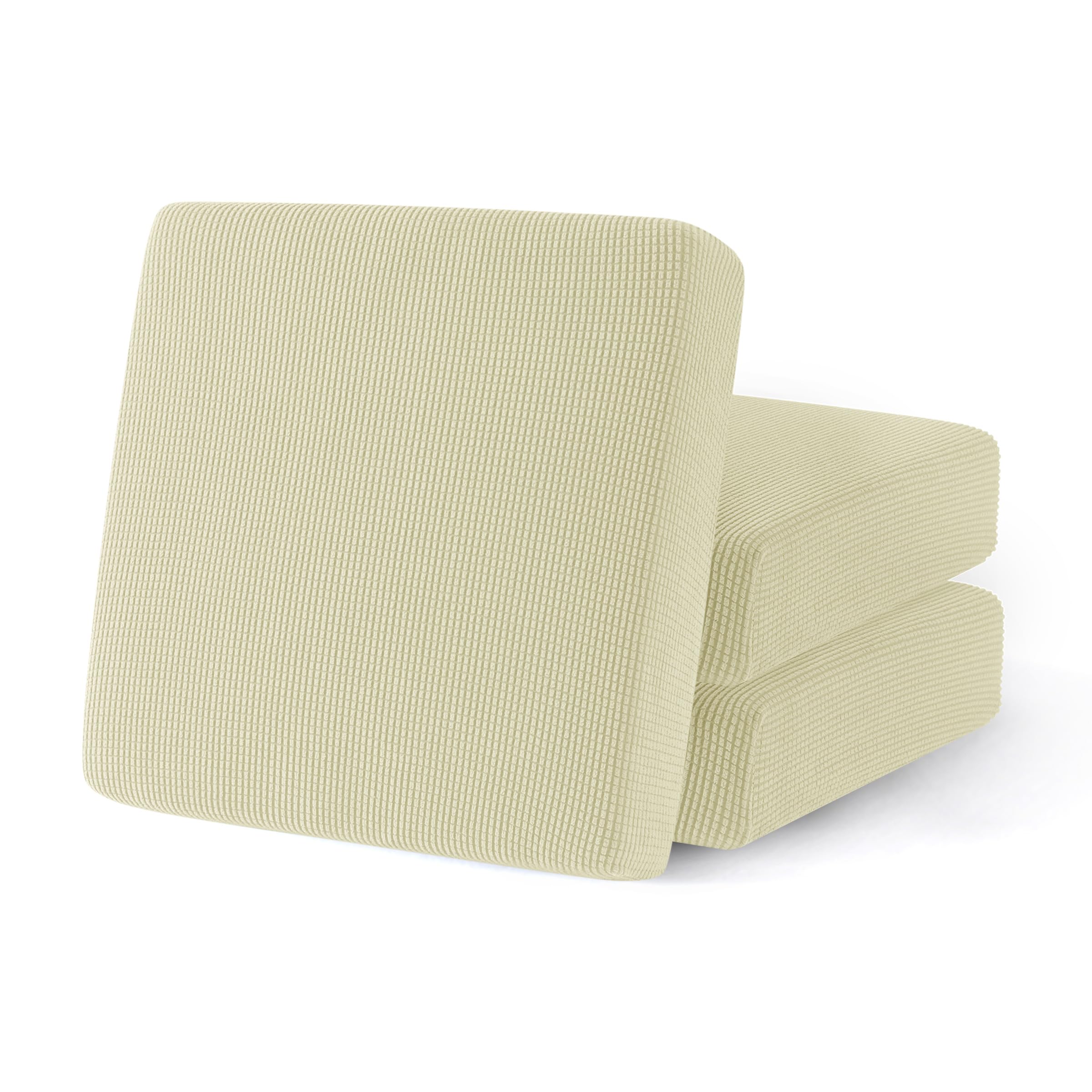 Stretch Couch Cushion Covers 3-Pack - Elastic Spandex Sofa Slipcovers for Loveseat, RV & Chair - Breathable Furniture Protector (Ivory) - Perfect for Home, Office & Travel Use