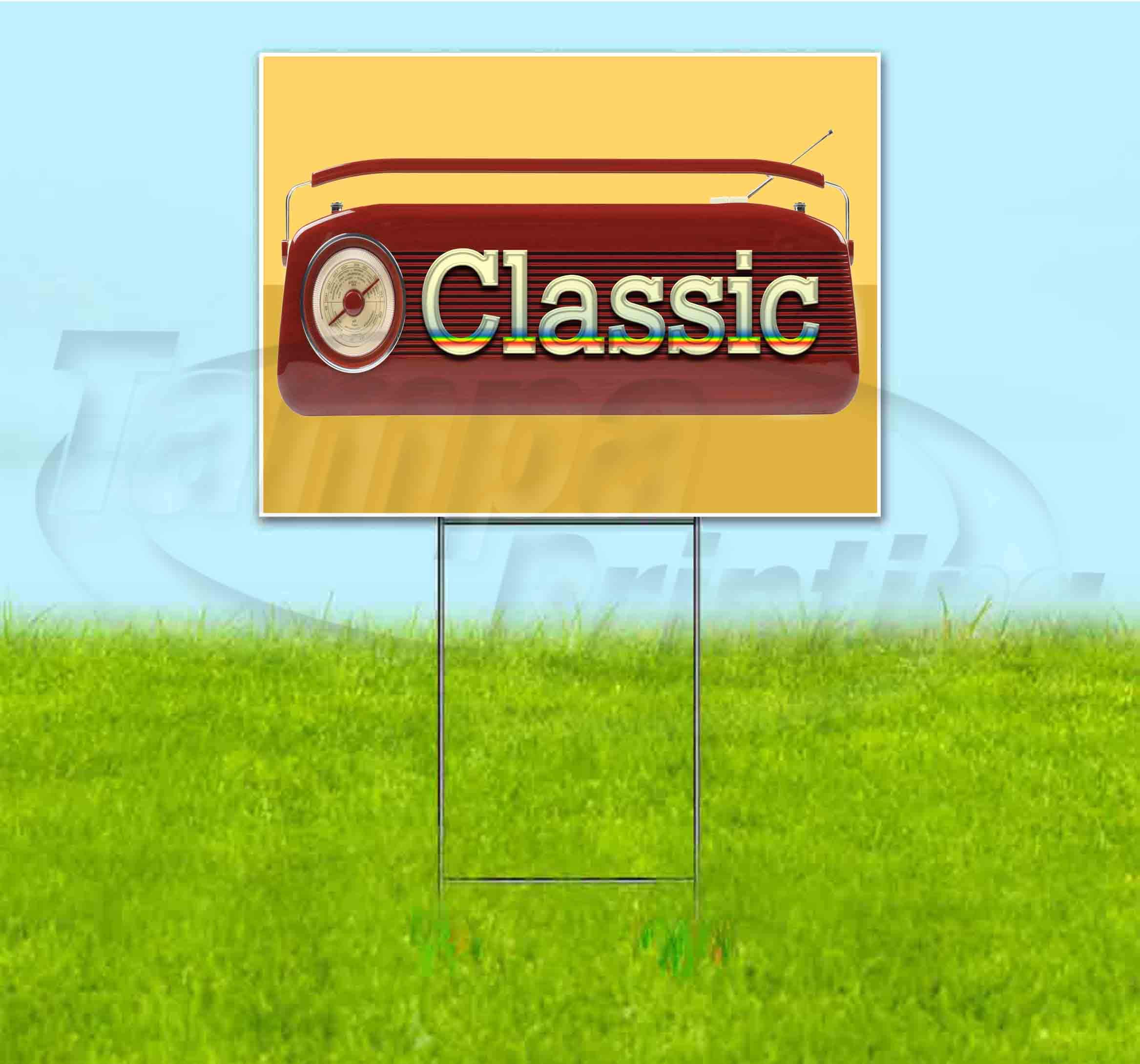 Vintage Retro Radio Classic 18x24 Inch Yard Sign - Bulk Discounts & Multi-Packs with Metal Step Stake - Perfect for Advertising, Events, and Home Decor