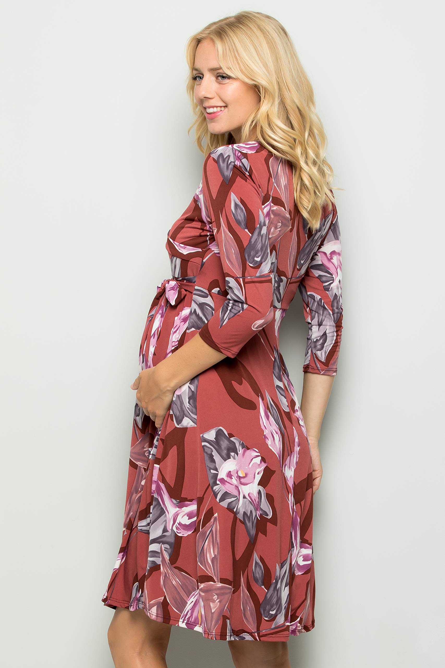 My Bump Women's Floral Maternity Dress - Made in USA - Comfortable Pregnancy Dress for Baby Shower, Maternity Photo Shoot & Everyday Wear